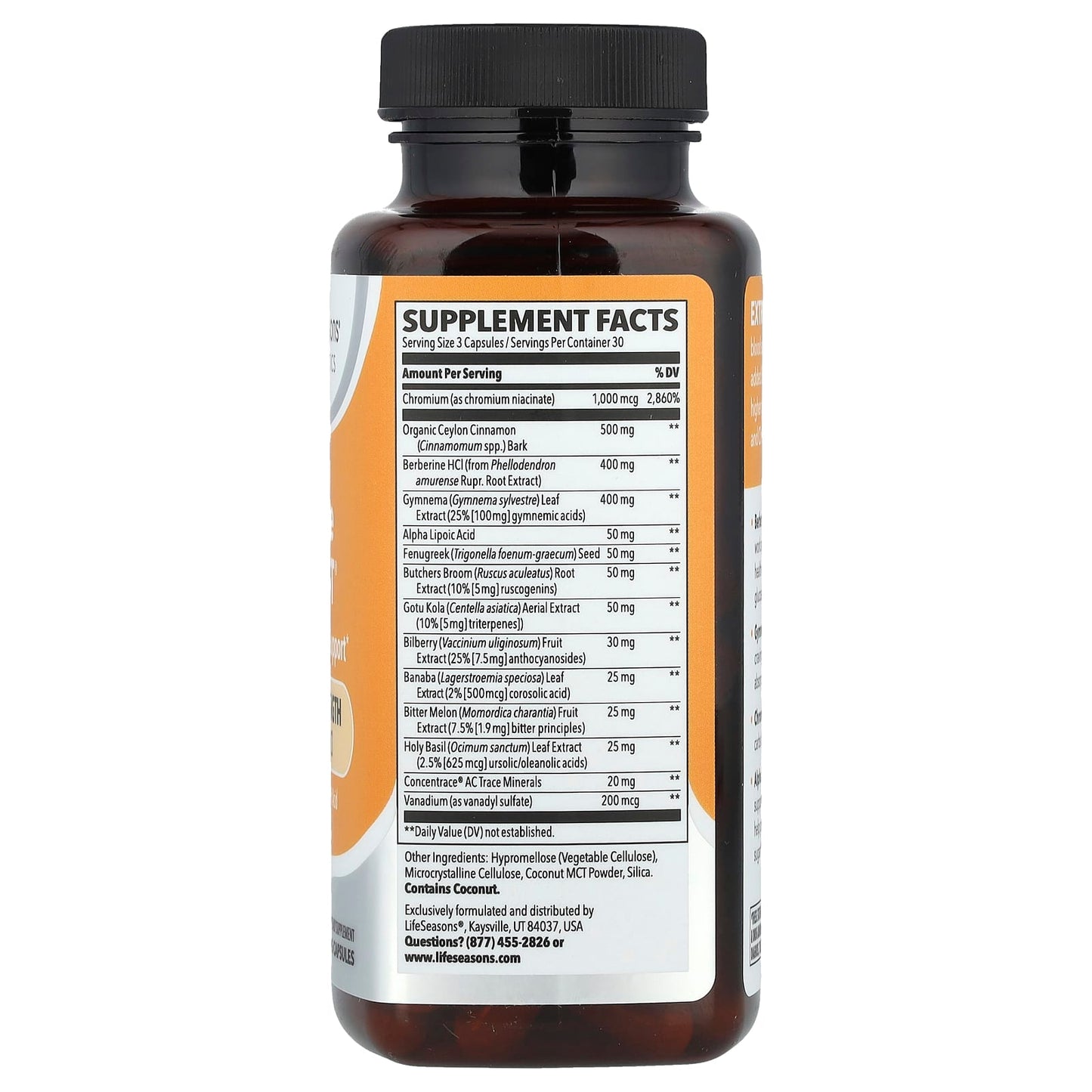 LifeSeasons, Therapeutics, Glucose Stabili-T® With Berberine HCl, Extra Strength, 90 Veg Capsules - Image 2