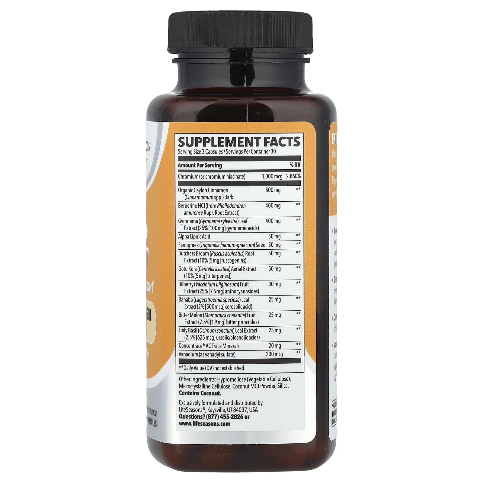 LifeSeasons, Therapeutics, Glucose Stabili-T® With Berberine HCl, Extra Strength, 90 Veg Capsules - Image 2