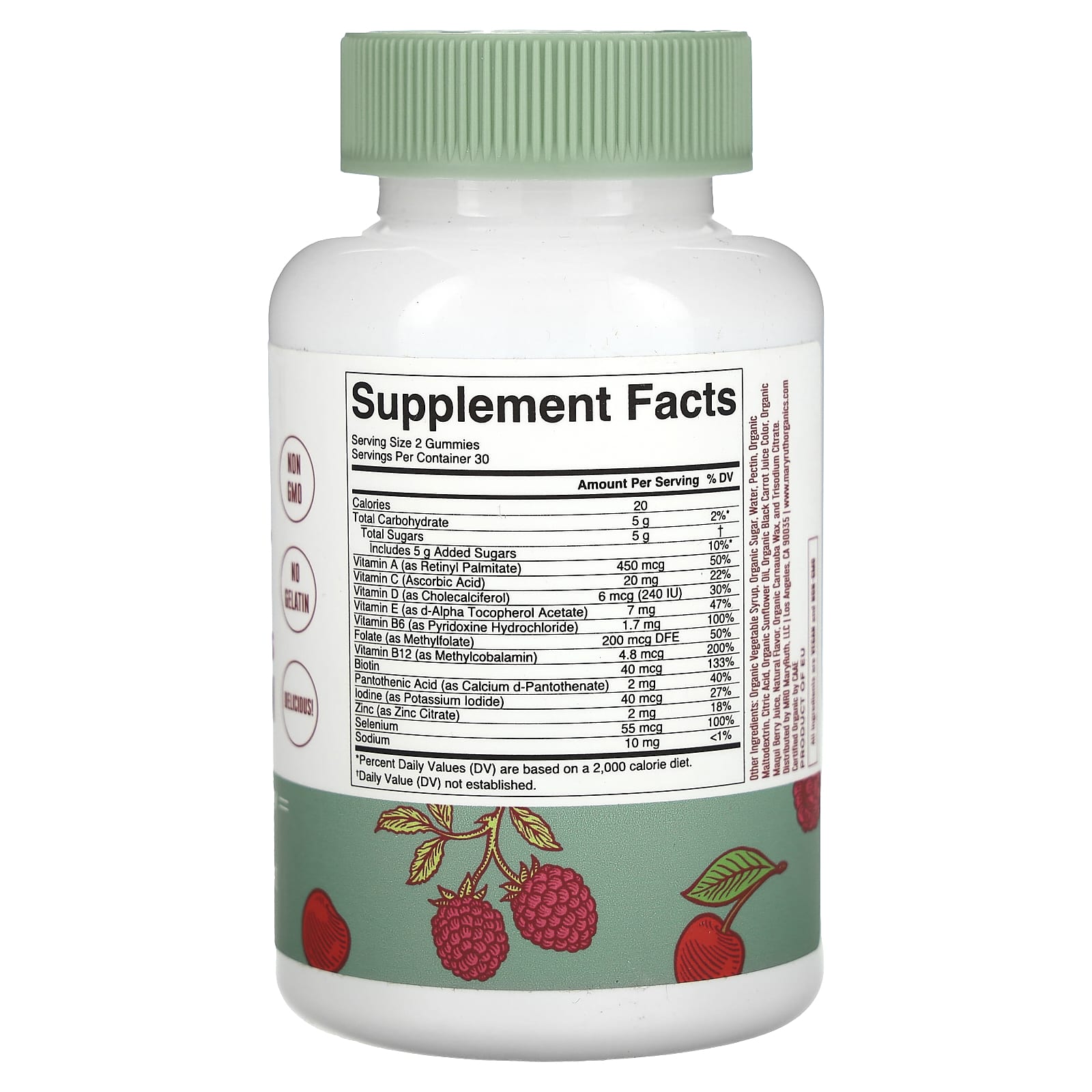 MaryRuth's, Organic Women's Multivitamin, Cherry & Raspberry, 60 Gummies - Image 2