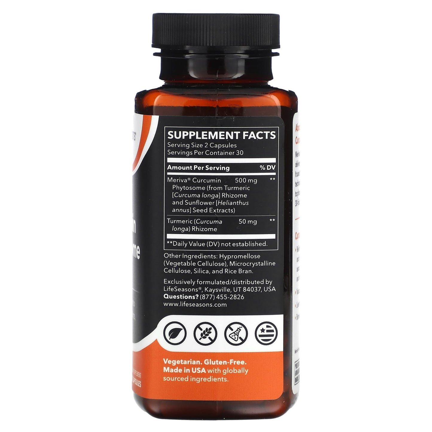 LifeSeasons, Meriva® Curcumin Phytosome, 60 Veg Capsules - Image 2