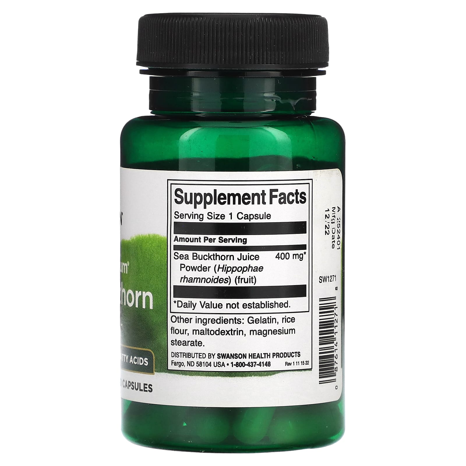 Swanson, Full Spectrum Sea Buckthorn, 60 Capsules (400 mg per Capsule) - Image 2