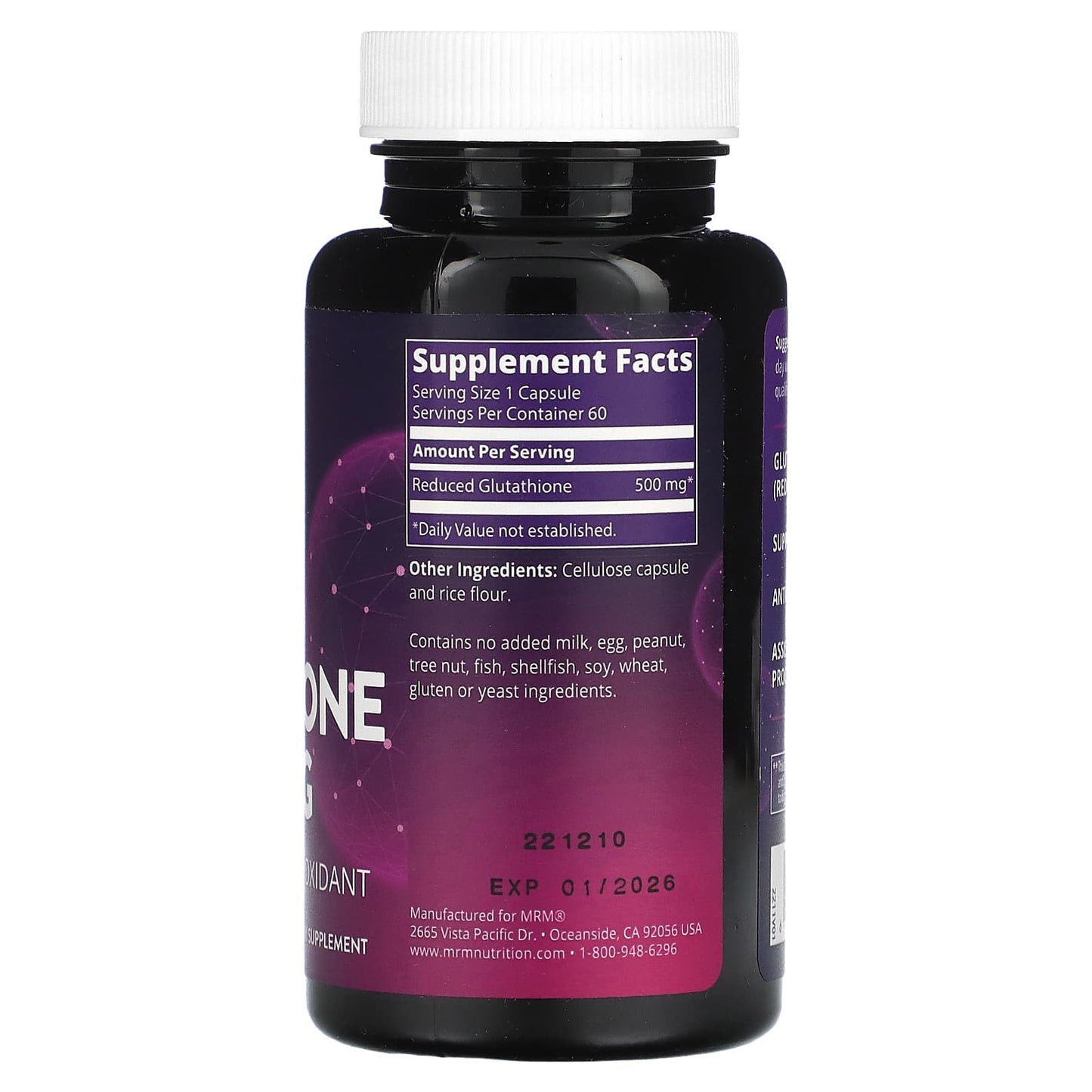 MRM Nutrition, Reduced Glutathione, 500 mg, 60 Vegan Capsules - Image 2