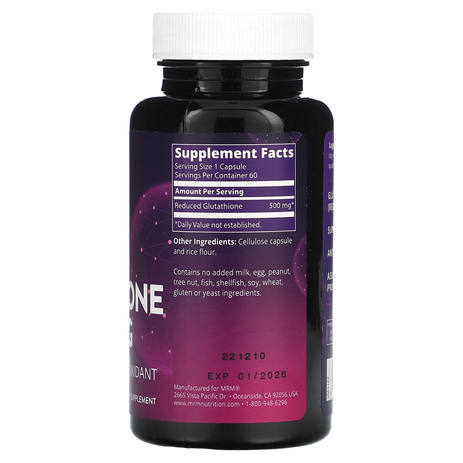 MRM Nutrition, Reduced Glutathione, 500 mg, 60 Vegan Capsules - Image 2
