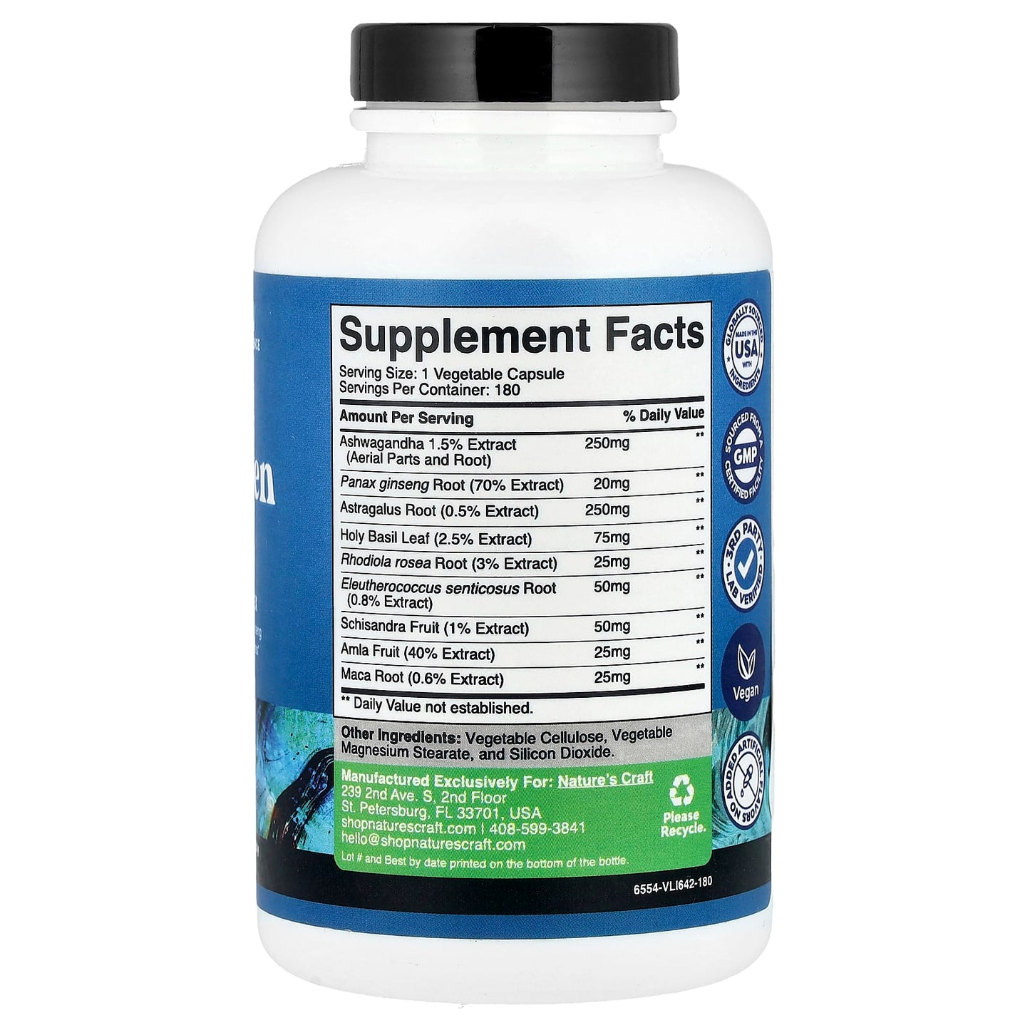 Nature's Craft, Adaptogen Blend, 180 Capsules - Image 2