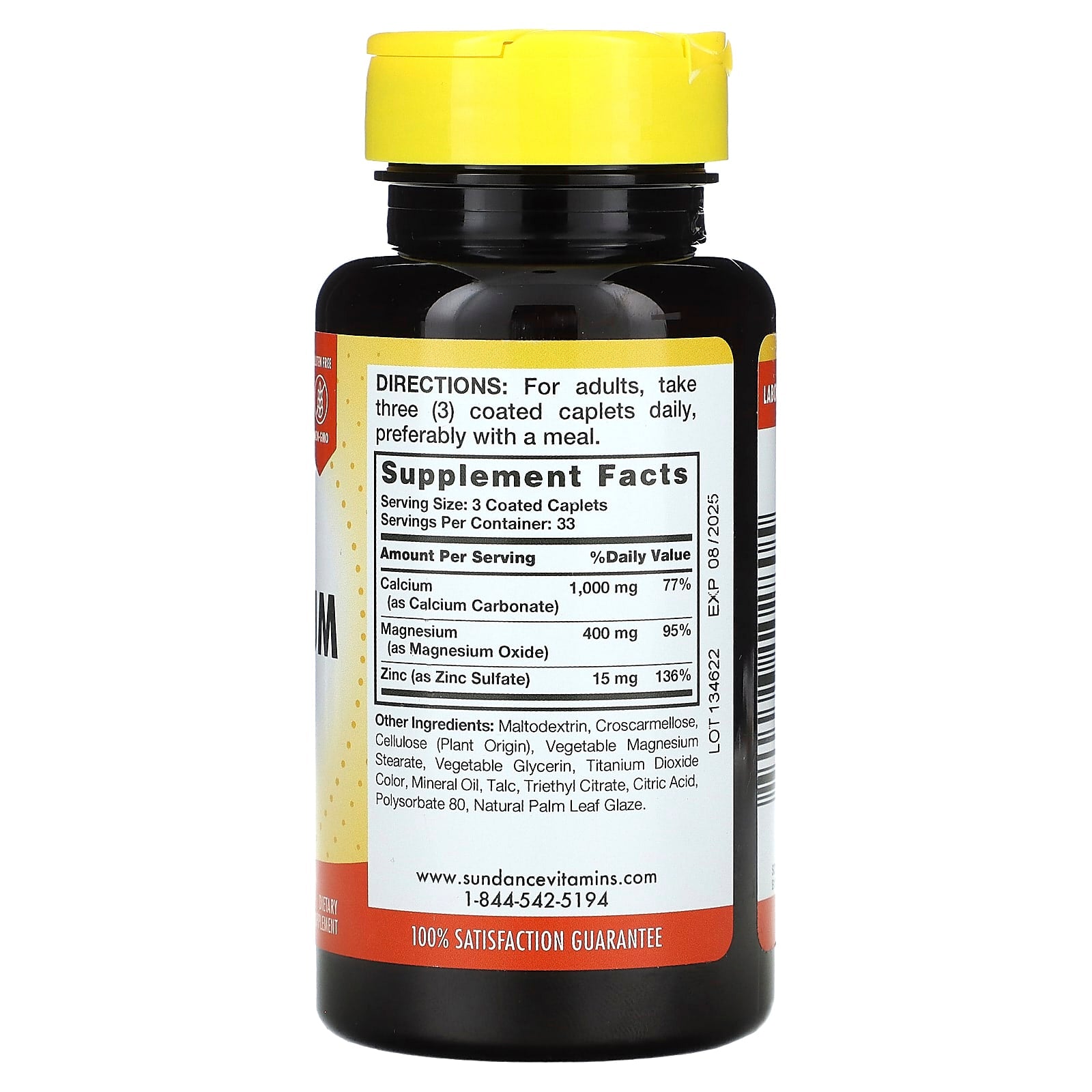 Sundance Vitamins, Calcium, Magnesium, Zinc, 100 Coated Caplets - Image 2
