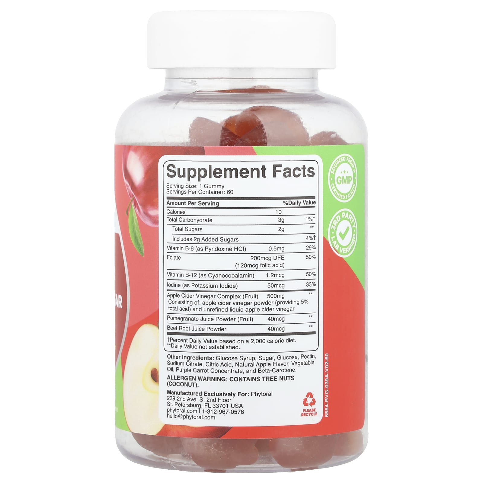 Phytoral, Apple Cider Vinegar Gummies With The Mother, Apple, 60 Gummies - Image 2