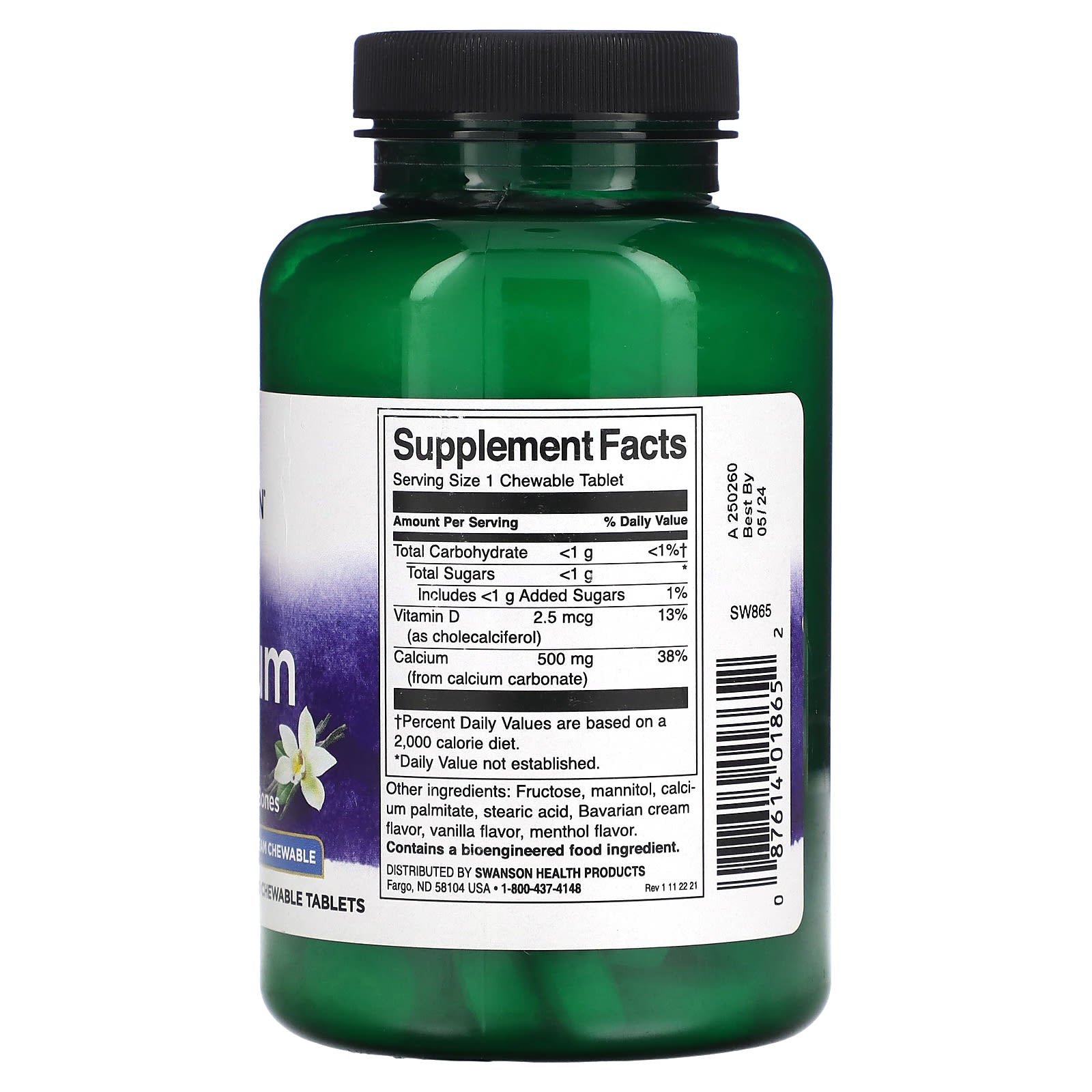 Swanson, Calcium, Vanilla Cream, 100 Chewable Tablets - Image 2