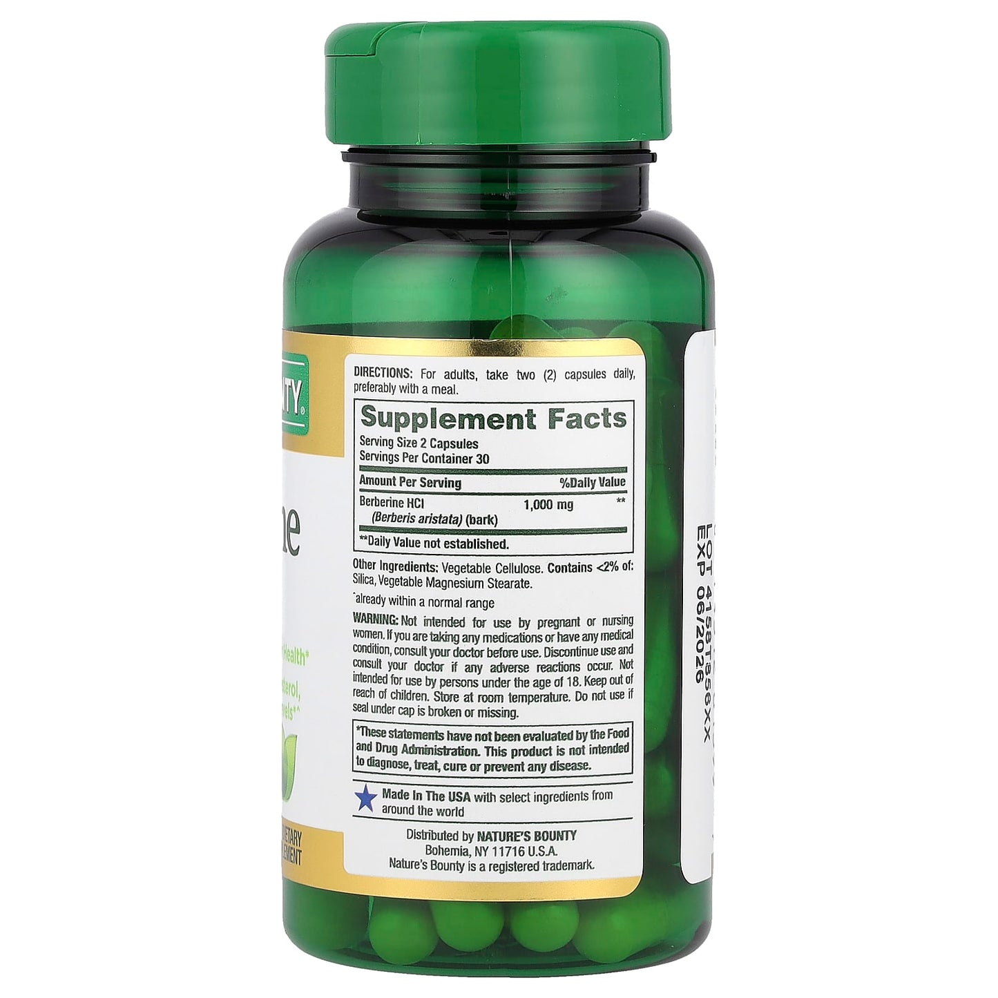 Nature's Bounty, Berberine, 60 Capsules (500 mg per Capsule) - Image 2