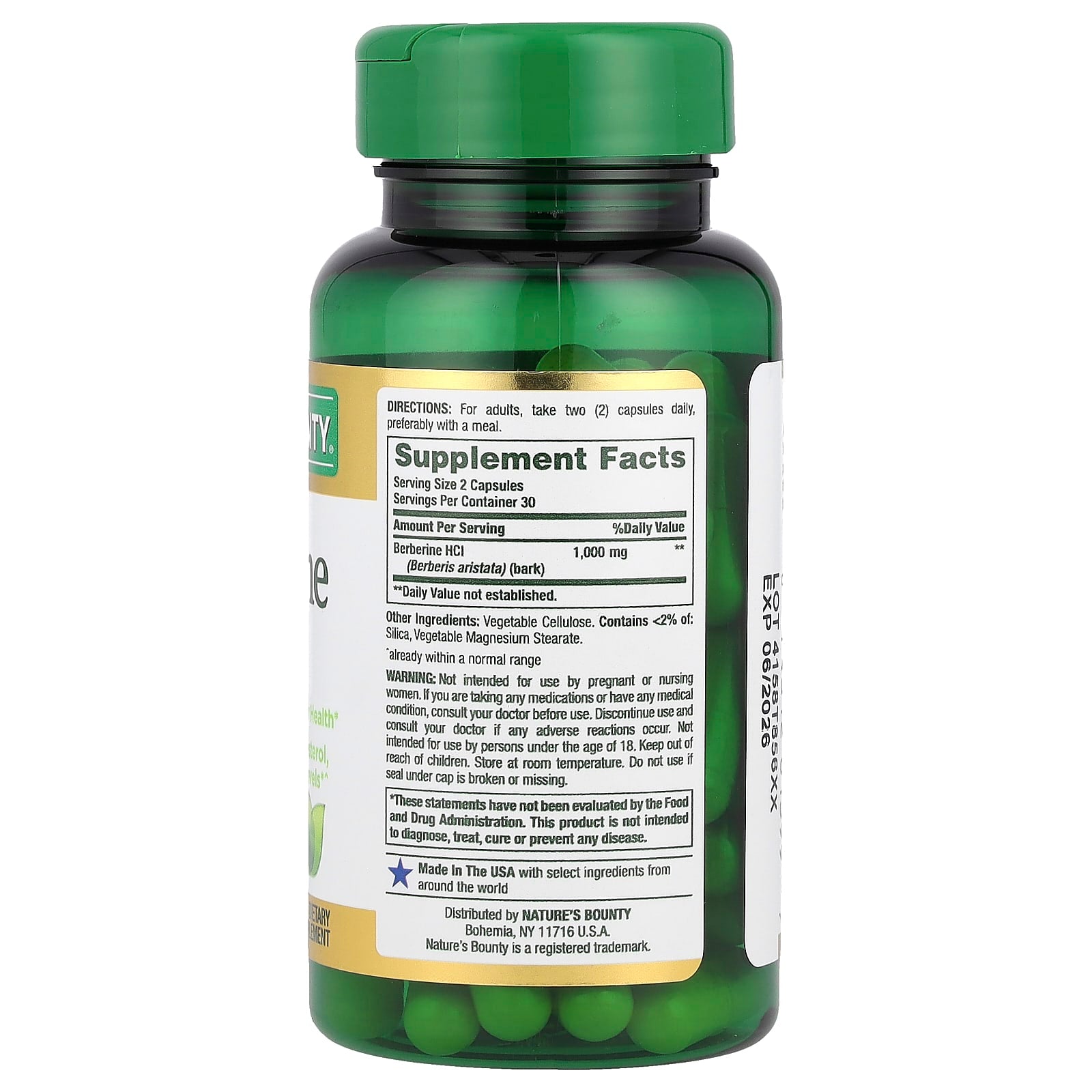 Nature's Bounty, Berberine, 60 Capsules (500 mg per Capsule) - Image 2