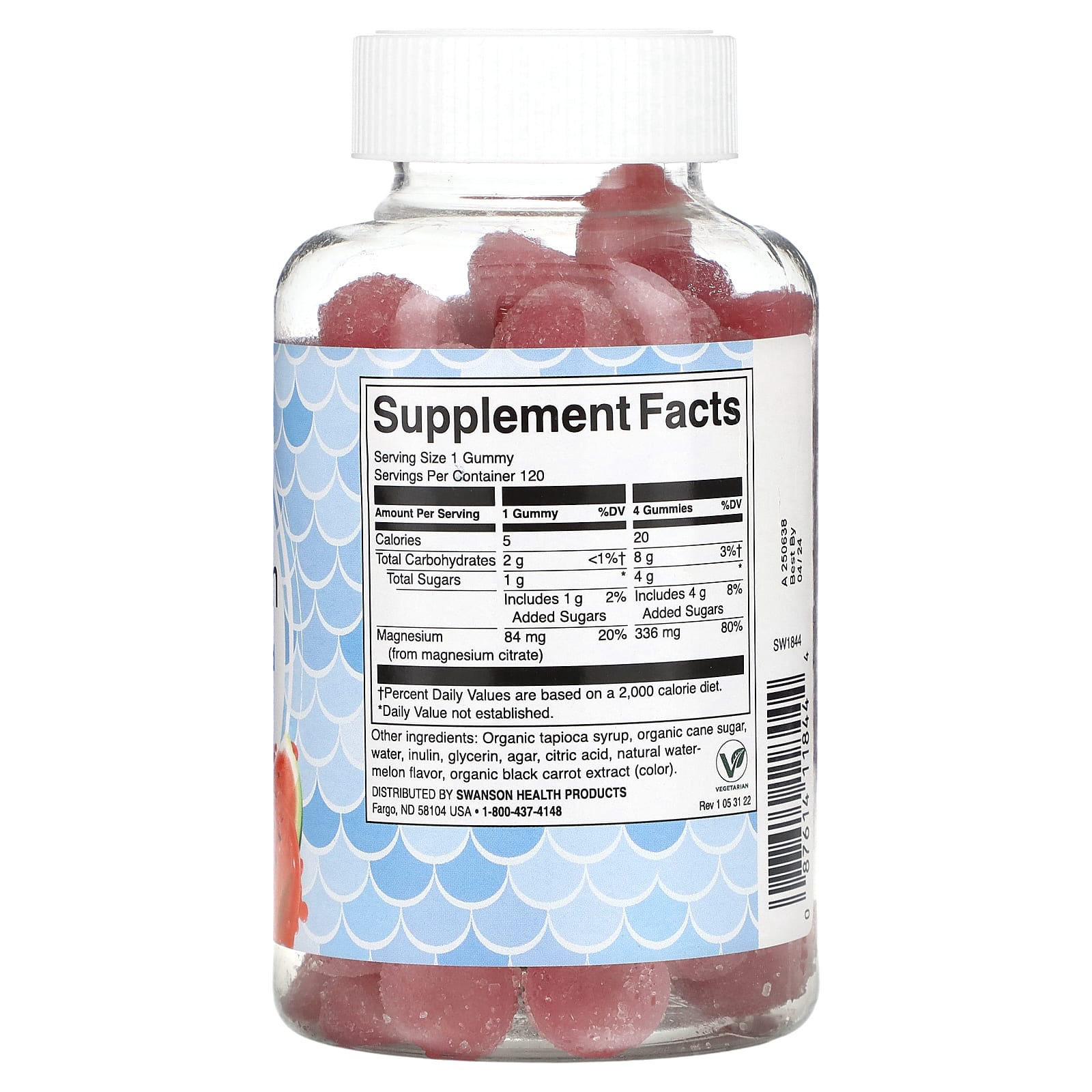 Swanson, Magnesium, Watermelon, 120 Gummies - Image 2