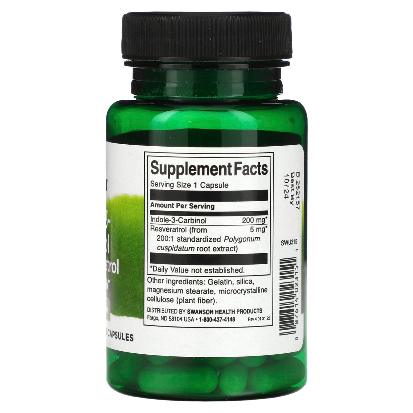 Swanson, Indole-3-Carbinol with Resveratrol, 200 mg, 60 Capsules - Image 2