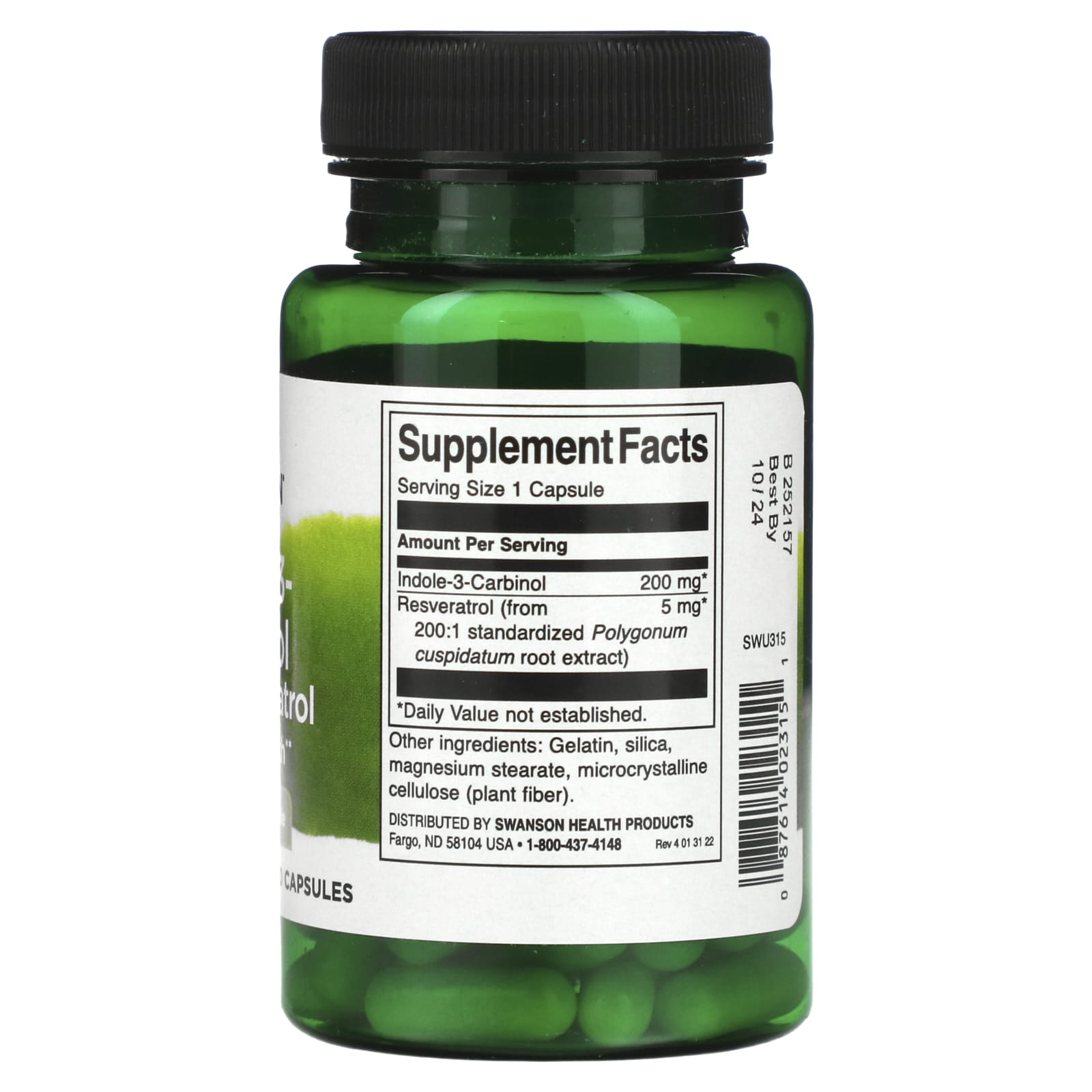 Swanson, Indole-3-Carbinol with Resveratrol, 200 mg, 60 Capsules - Image 2