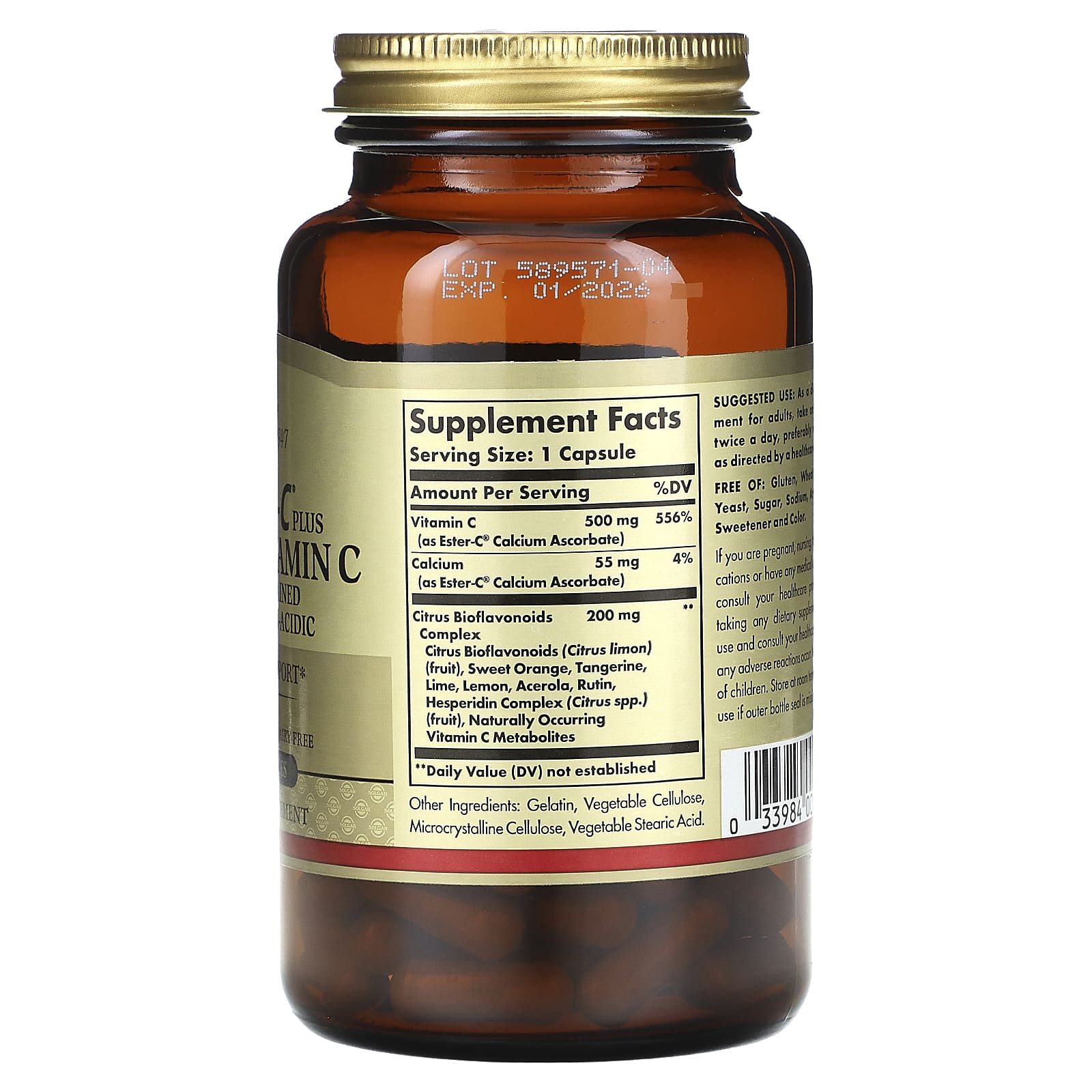 Solgar, Ester-C Plus, Vitamin C, 500 mg, 90 Capsules - Image 2