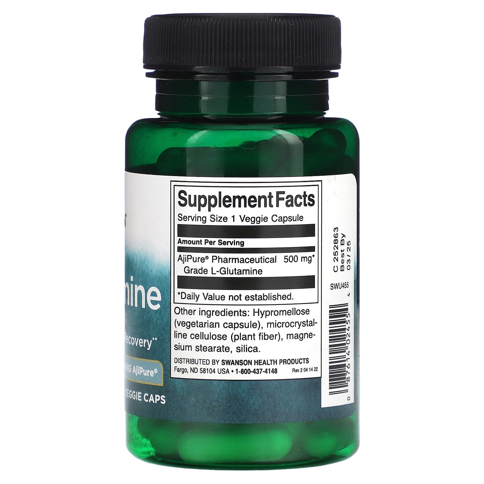 Swanson, L-Glutamine, 500 mg, 60 Veggie Caps - Image 2