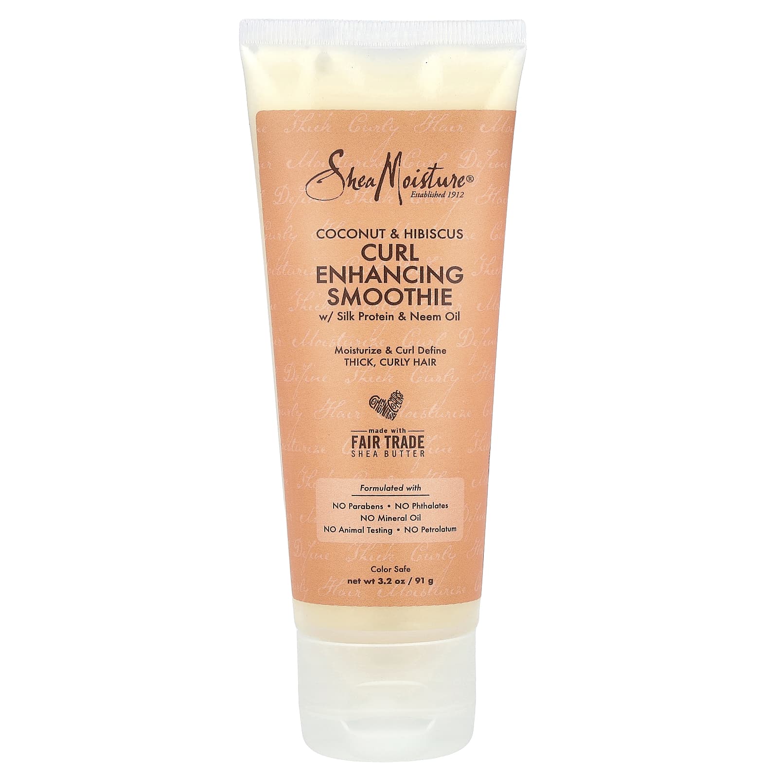 SheaMoisture, Curl Enhancing Smoothie with Silk Protein & Neem Oil, Coconut & Hibiscus, 3.2 oz (91 g) - Image 1
