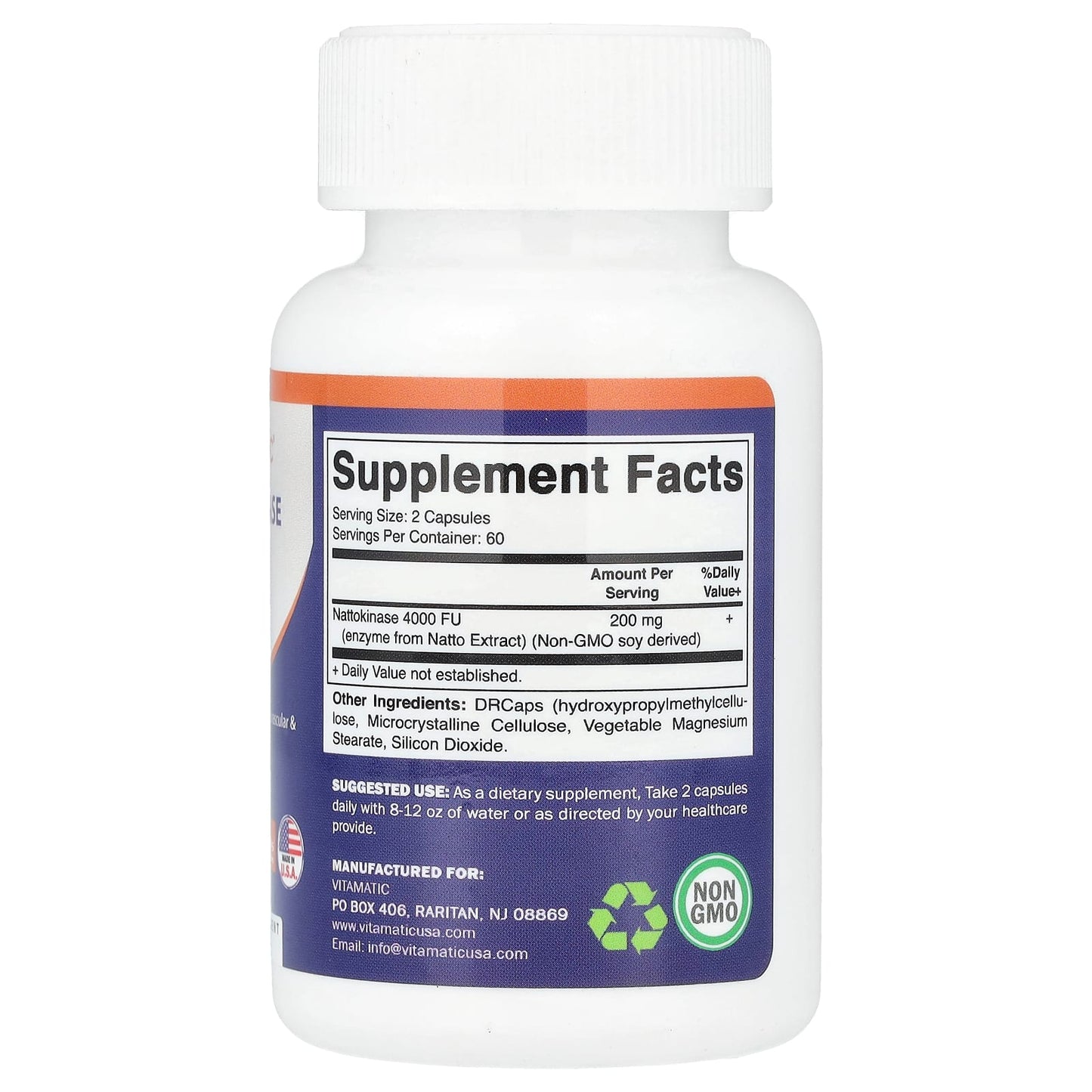 Vitamatic, Nattokinase, 120 DRcaps® Hypromellose Capsules (100 mg per Capsule) - Image 2