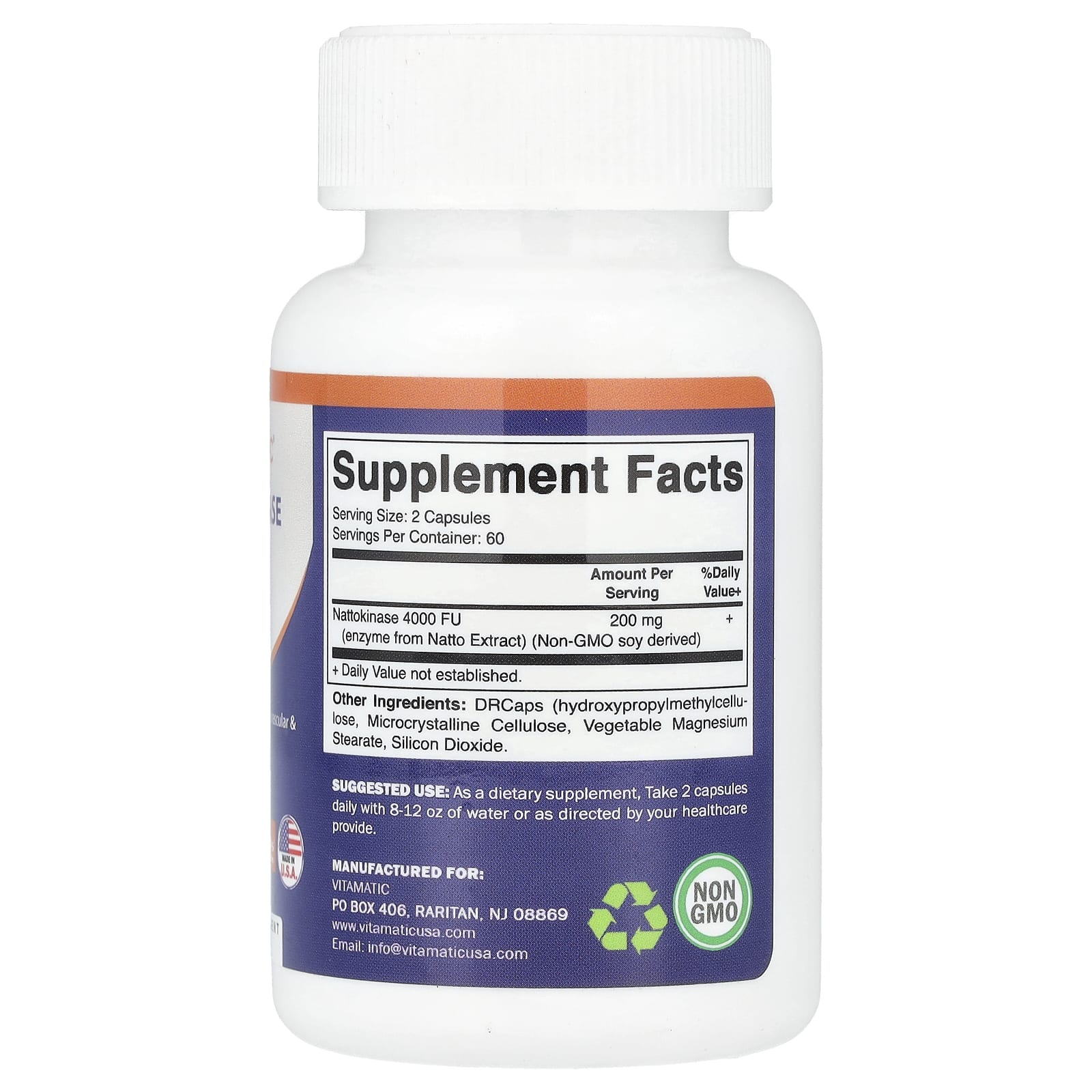 Vitamatic, Nattokinase, 120 DRcaps® Hypromellose Capsules (100 mg per Capsule) - Image 2