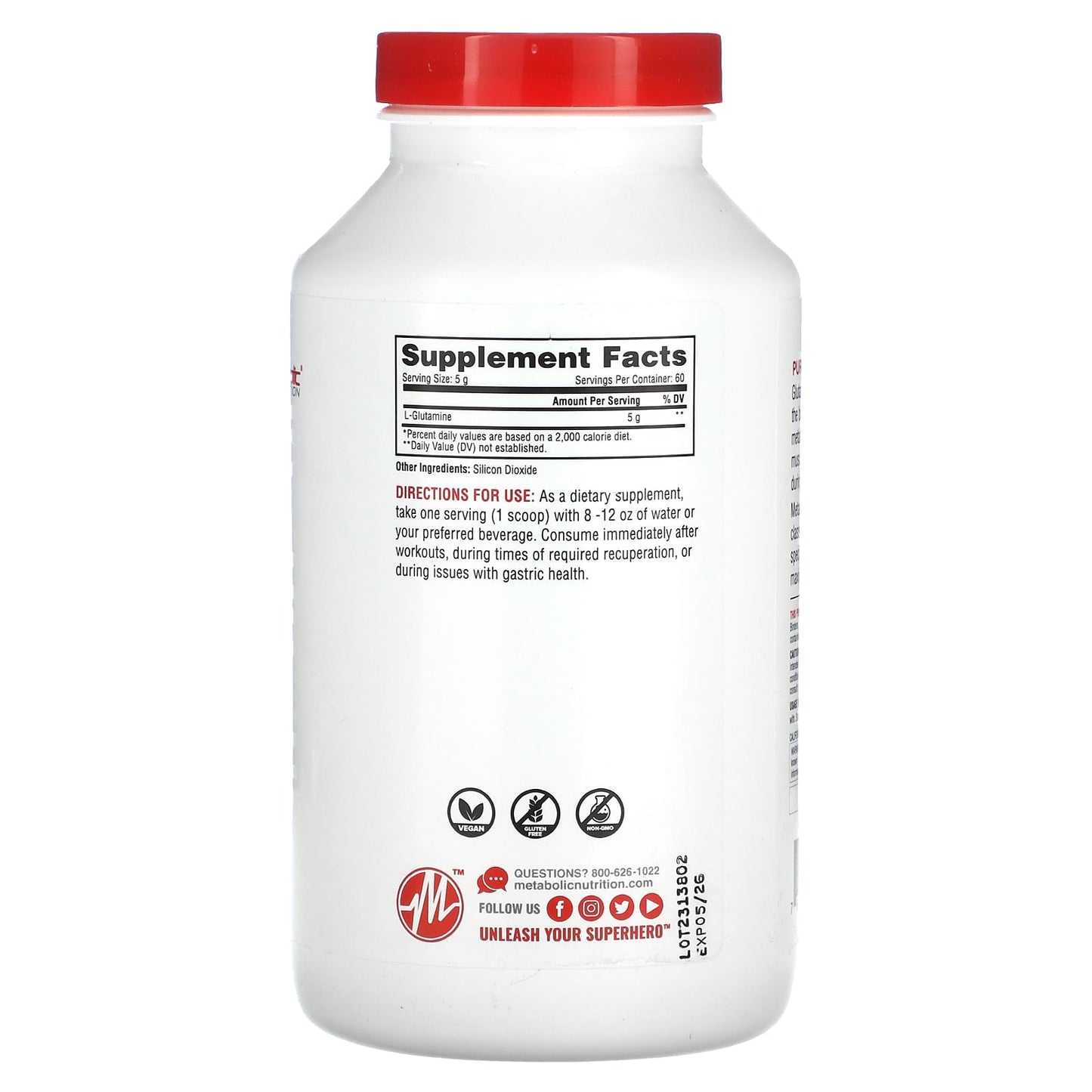 Metabolic Nutrition, L-Glutamine, Unflavored, 10.58 oz (300 g) - Image 2