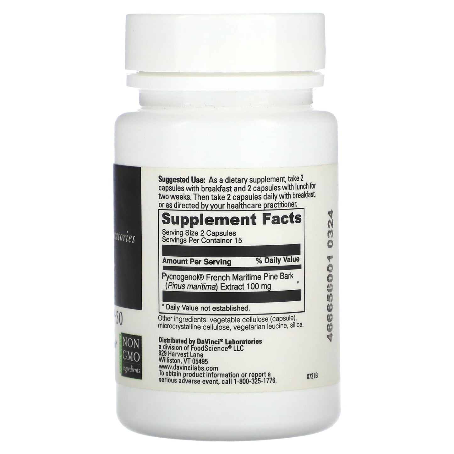 DaVinci Laboratories Pycnogenol-50 for Vascular & Skin Health - Image 2