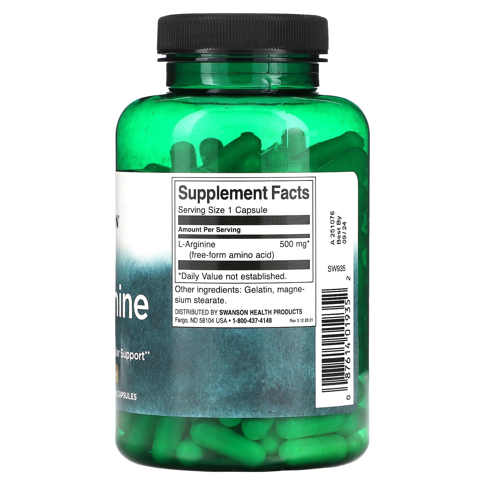 Swanson, L-Arginine , 500 mg , 200 Capsules - Image 2
