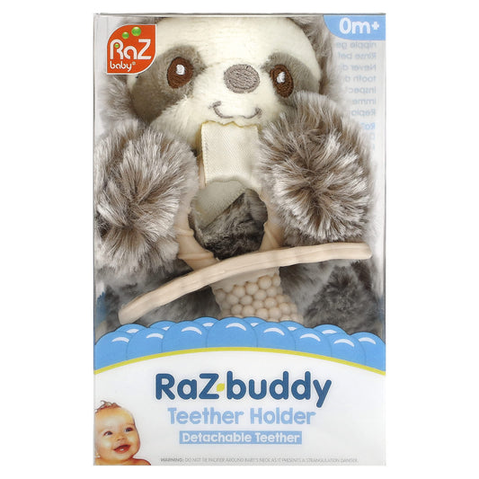 RaZbaby, RaZ-Buddy, Teether Holder, Detachable Teether, 0 Months+, Sloth, 1 Count - Image 1