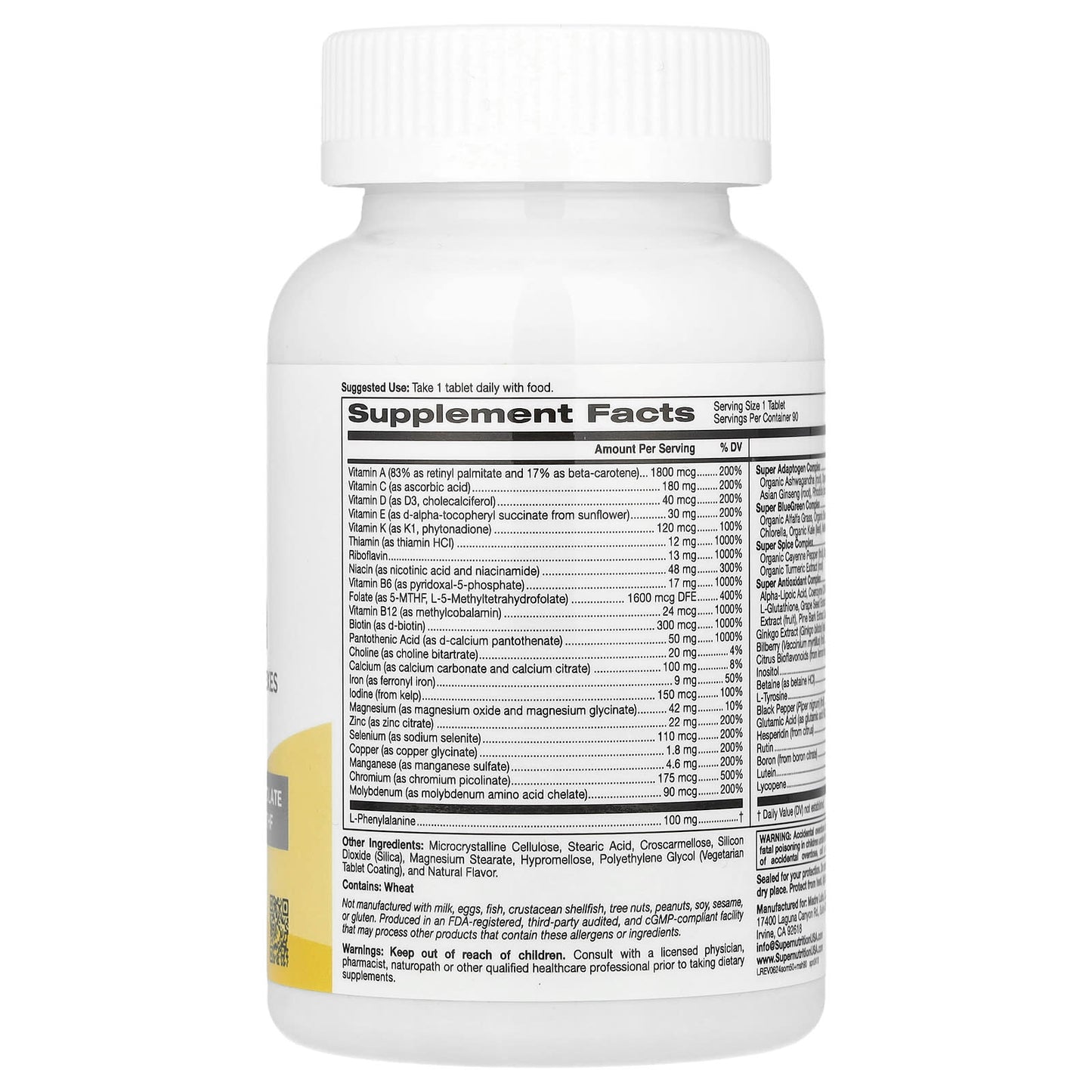 Men's Multivitamin with Super Adaptogens & Antioxidants | 90 Tablets | Super Nutrition - Image 2