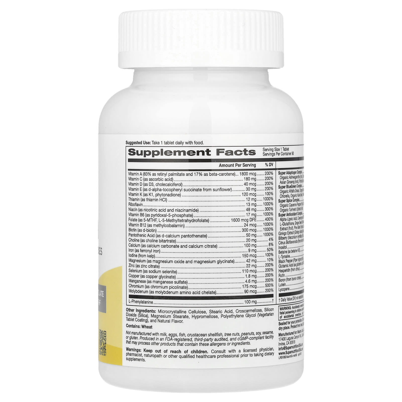 Men's Multivitamin with Super Adaptogens & Antioxidants | 90 Tablets | Super Nutrition - Image 2