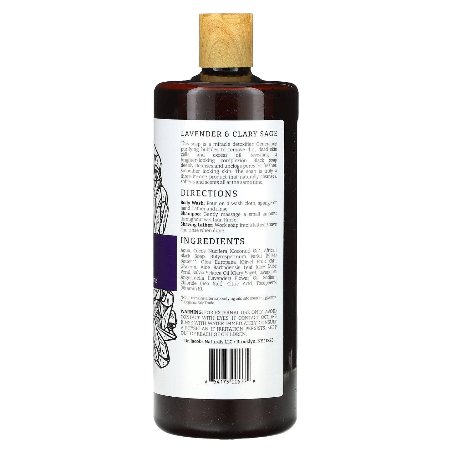 Dr. Jacobs Naturals Lavender & Clary Sage African Black Soap Body Wash - Image 2