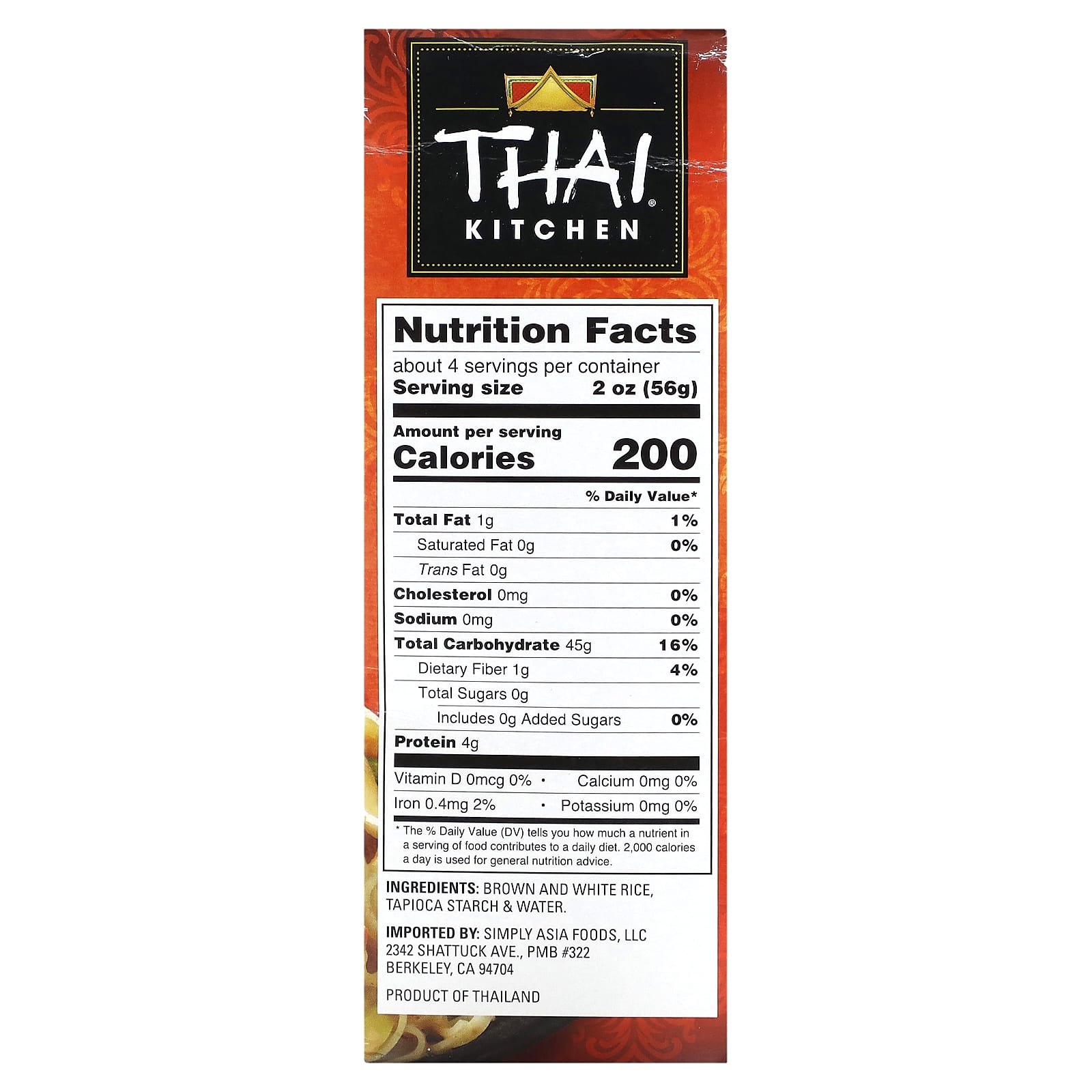 Thai Kitchen, Brown Rice Noodles, 4 Individually Wrapped Packages, 2 oz (56 g) Each - Image 2