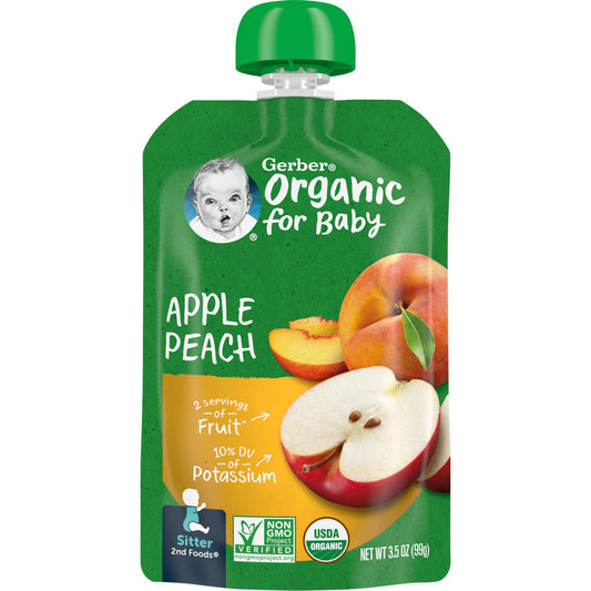 Gerber Organic Baby Food, Apples & Peach, 2nd Foods, 3.5 oz - Image 1