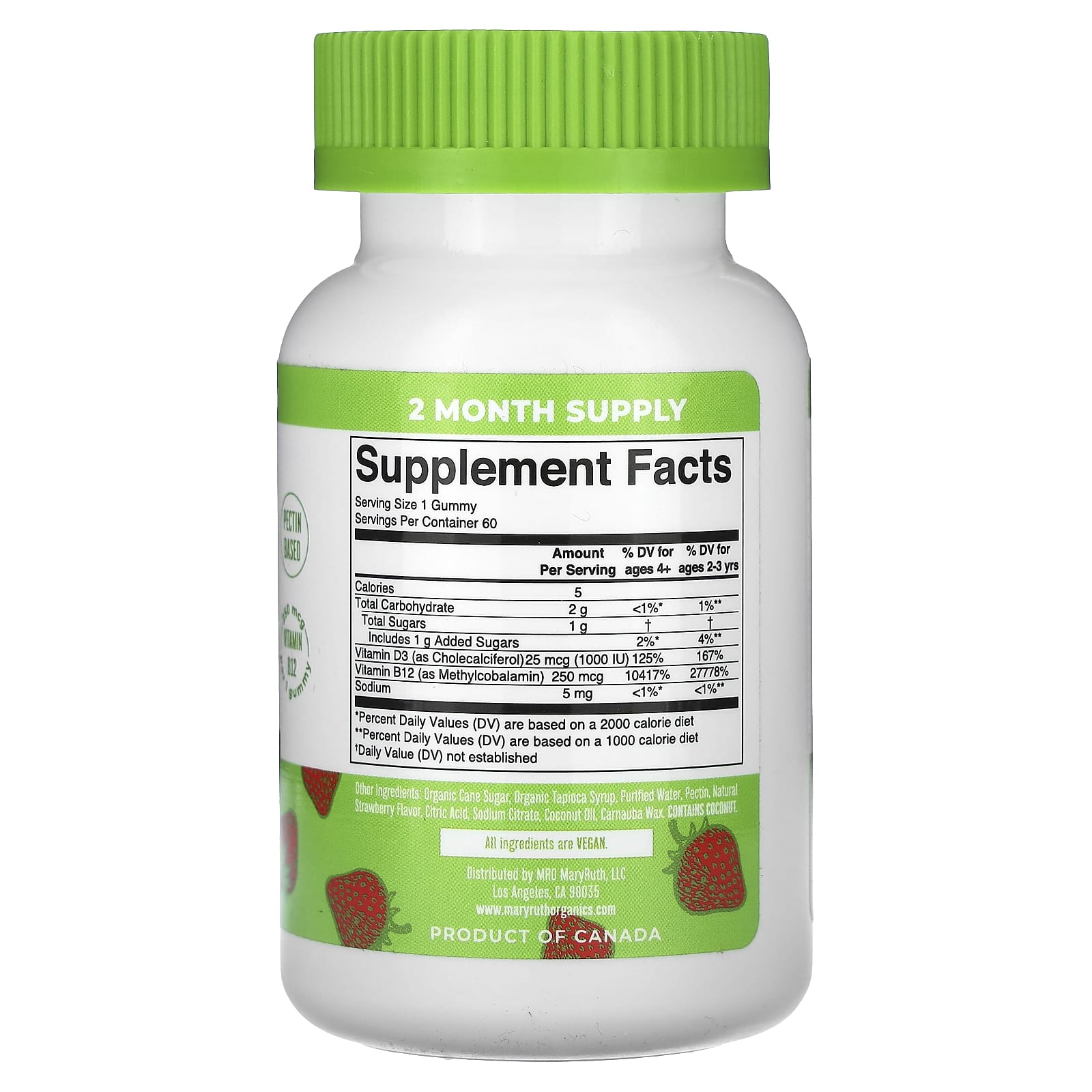 MaryRuth's, D3 + B12 Gummies, Strawberry, 60 Gummies - Image 2
