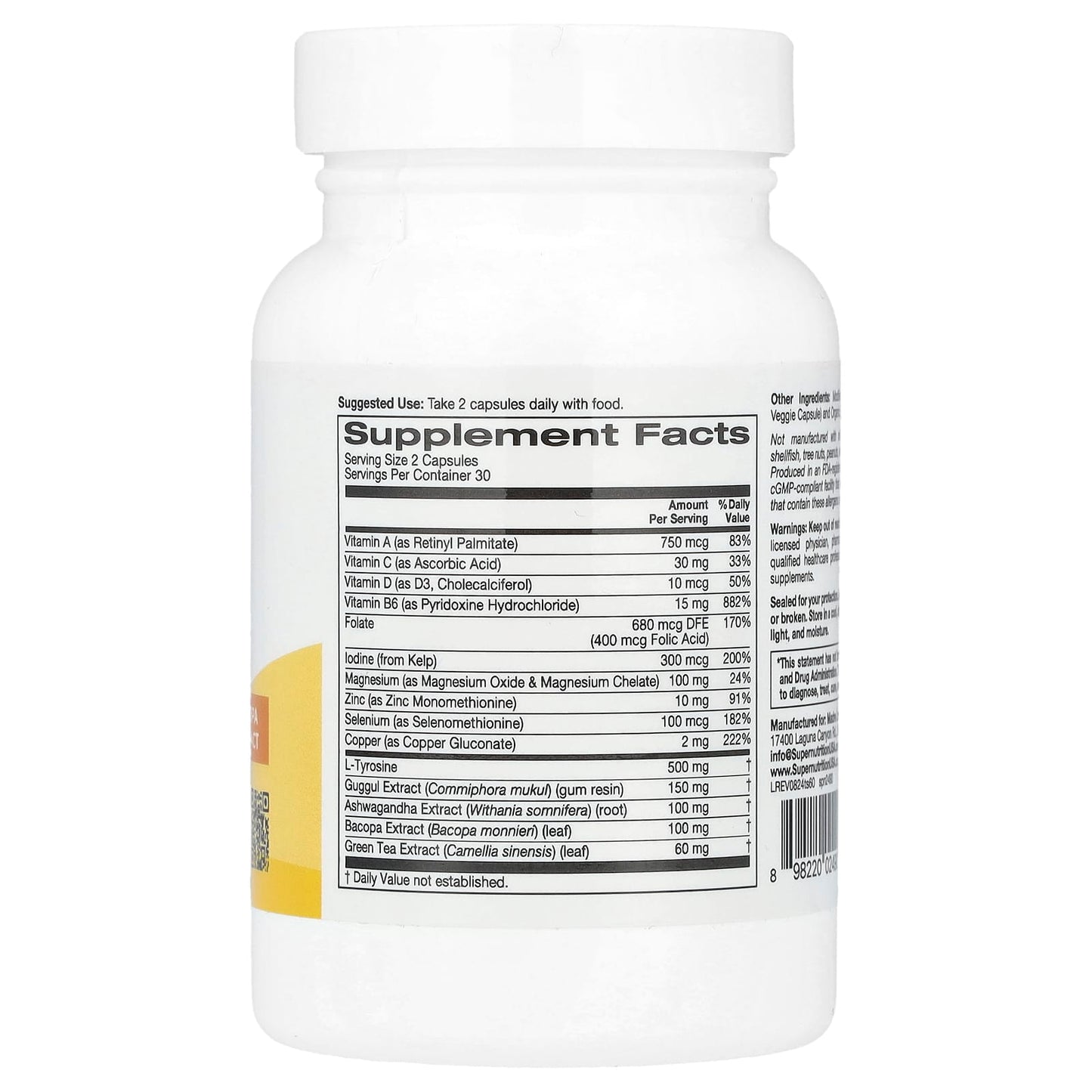Thyroid Support Supplement with Guggul & Ashwagandha - 60 Veg Capsules - Image 2
