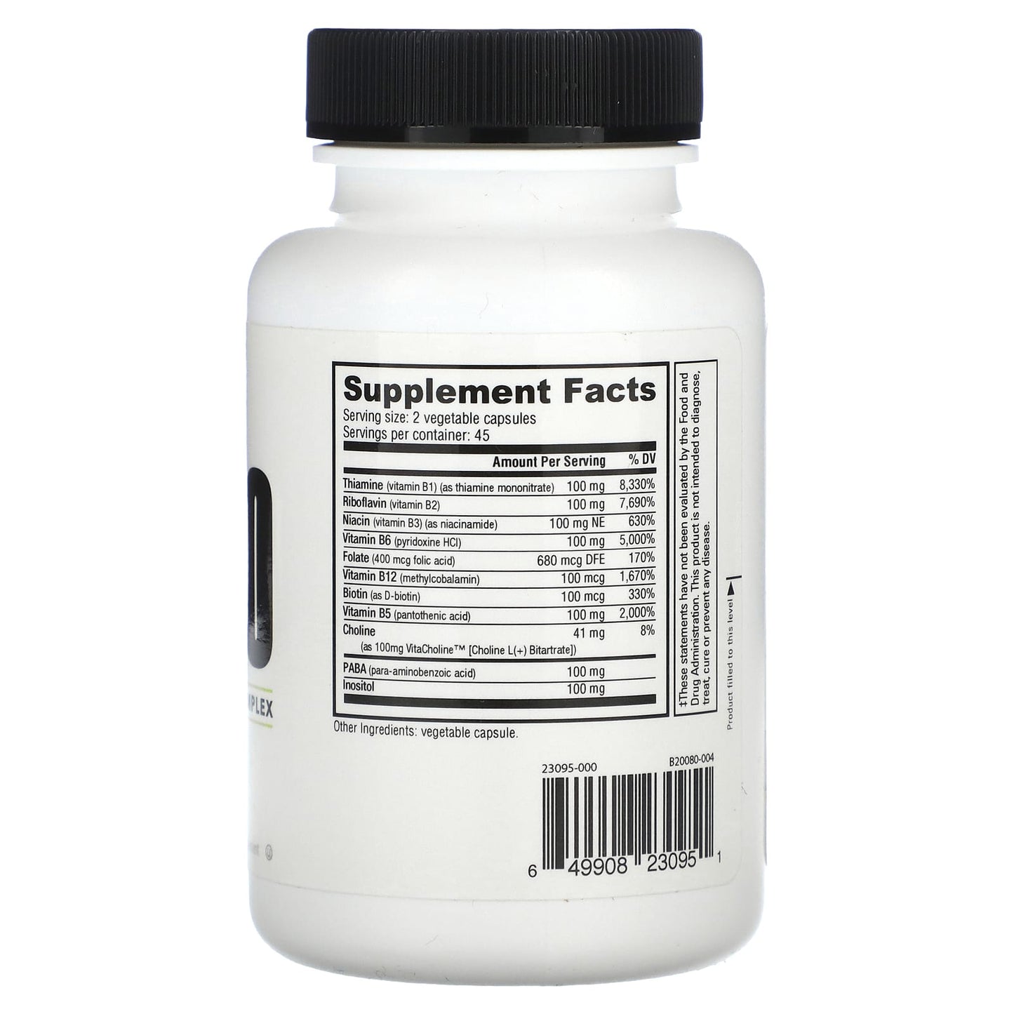 NutraBio, B-100, 90 Veggie Capsules - Image 2