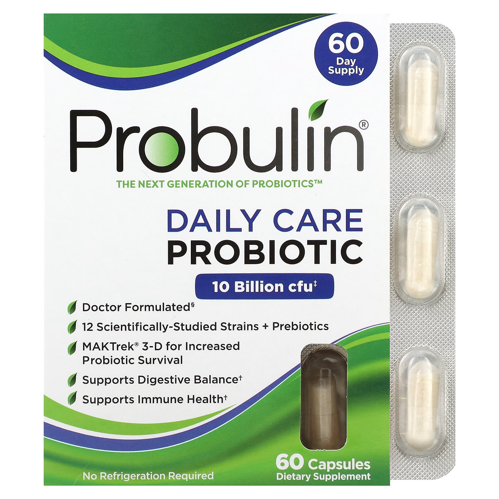 Probulin, Daily Care Probiotic, 10 Billion CFU, 60 Capsules - Image 1