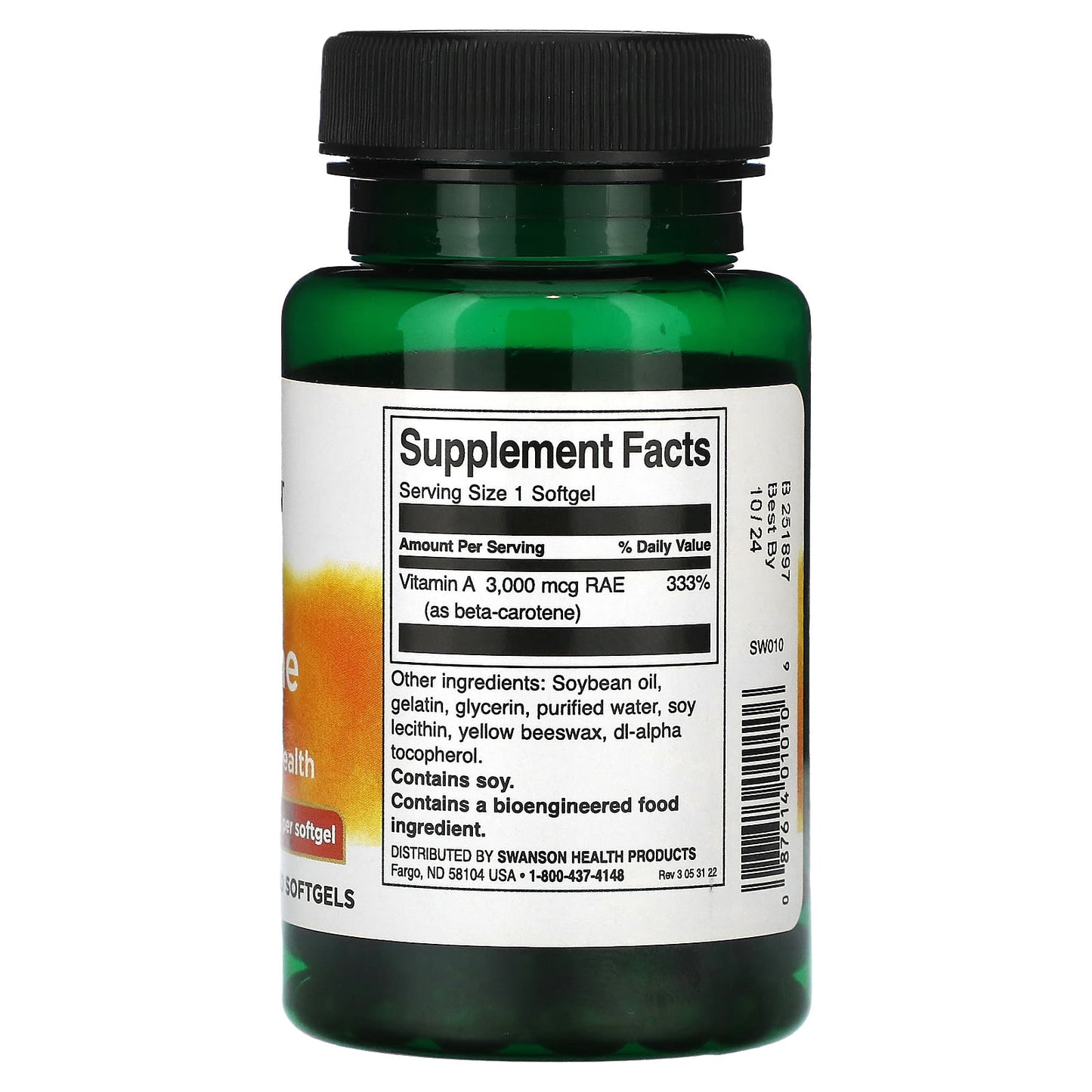 Swanson, Beta Carotene, 10,000 IU (3,000 mcg RAE), 250 Softgels - Image 2