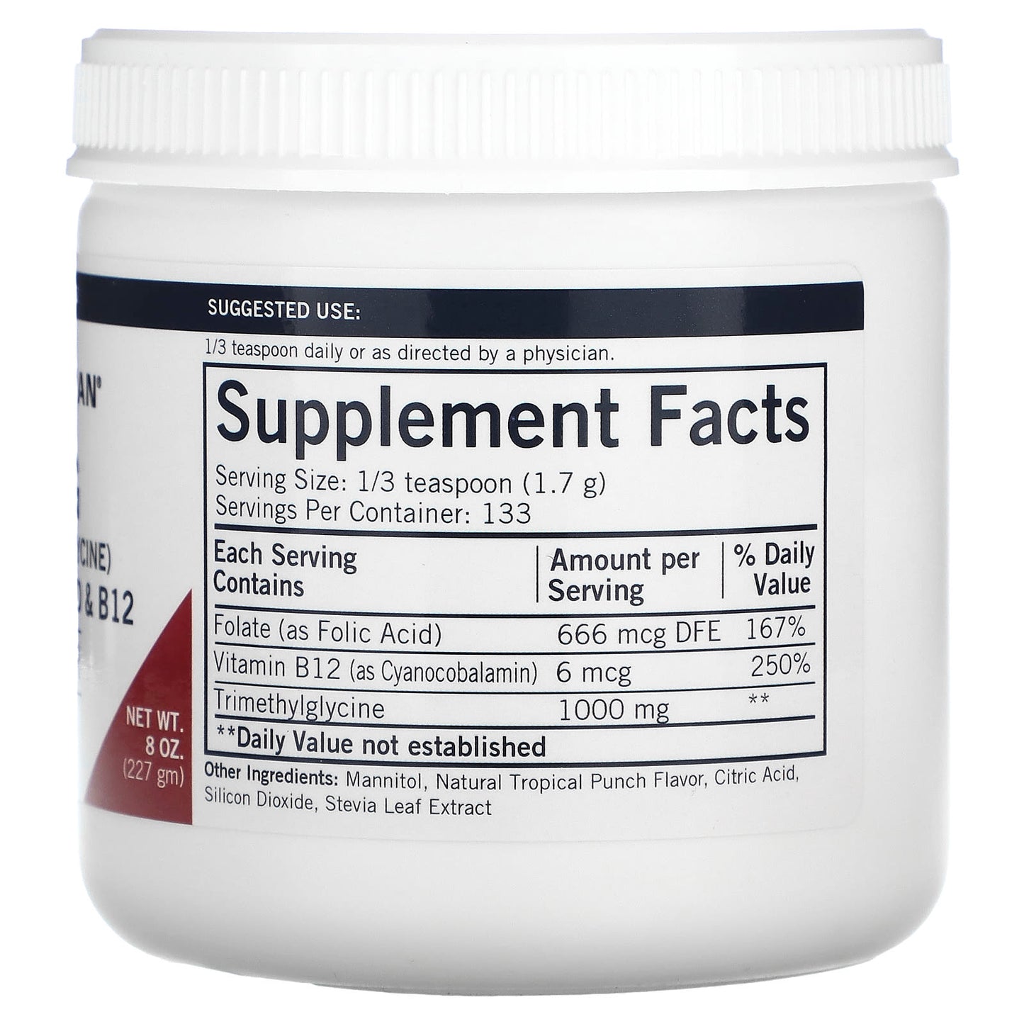 Kirkman Labs, TMG (Trimethylglycine) with Folic Acid & B12 Powder, 8 oz (227 g) - Image 2
