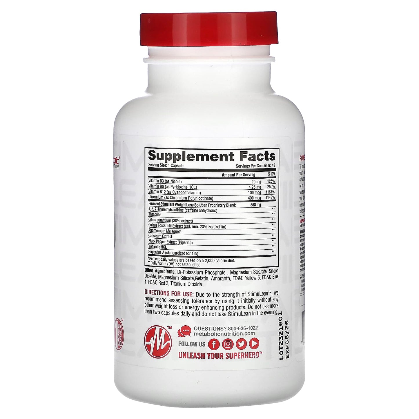 Metabolic Nutrition, Stimulean, 45 Capsules - Image 2