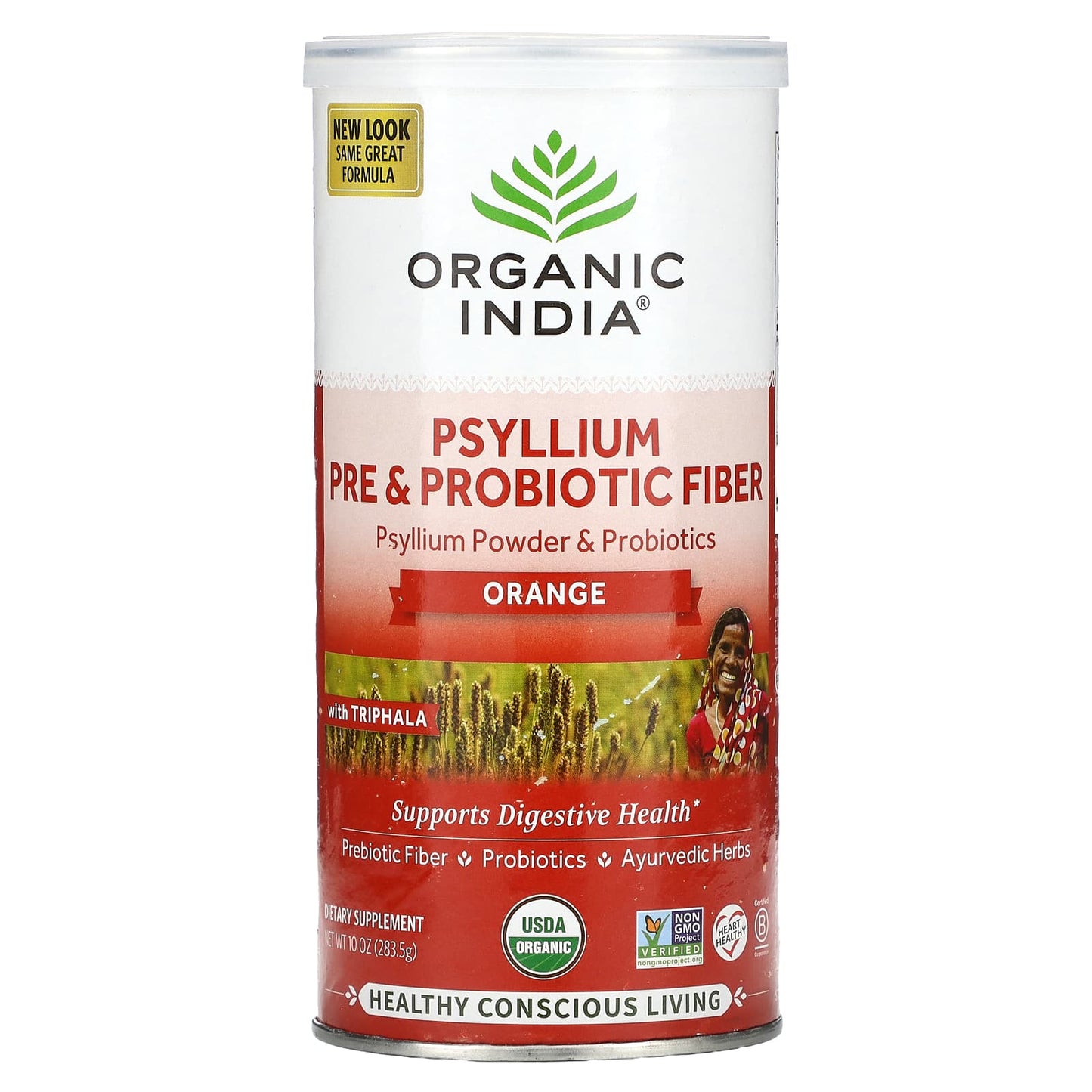 Organic India, Psyllium Pre & Probiotic Fiber, Orange, 10 oz (283.5 g) - Image 1
