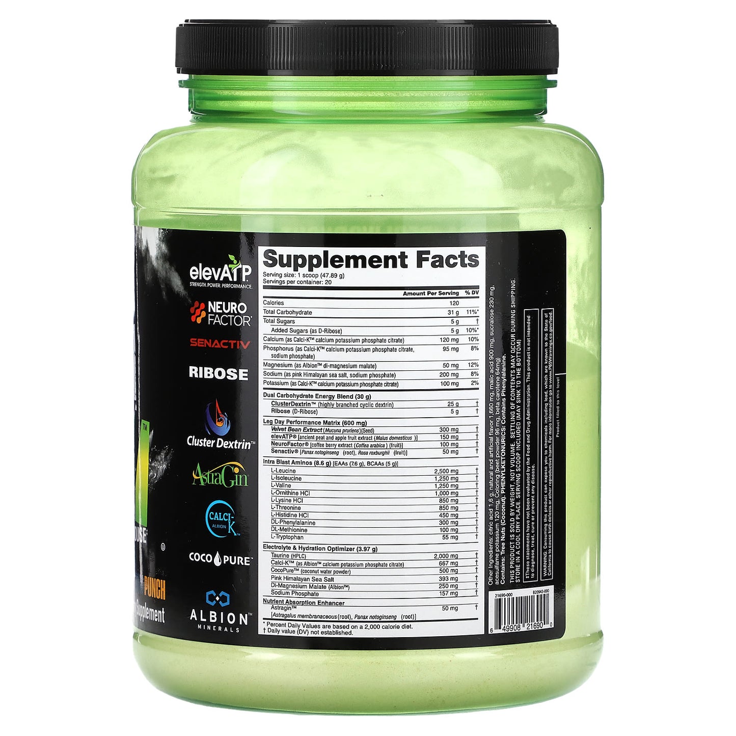 NutraBio, Intra Fuel, Leg Day, New York Punch, 2.11 lb (958 g) - Image 2