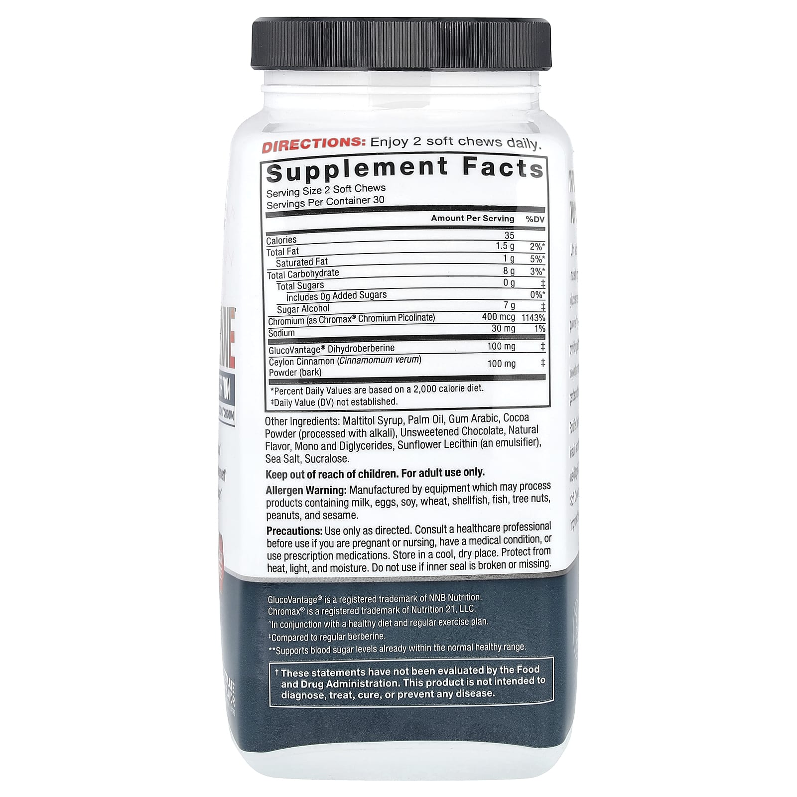Force Factor Ultra Berberine Chocolate Mint Soft Chews - Weight Loss & Blood Sugar Support - Image 2
