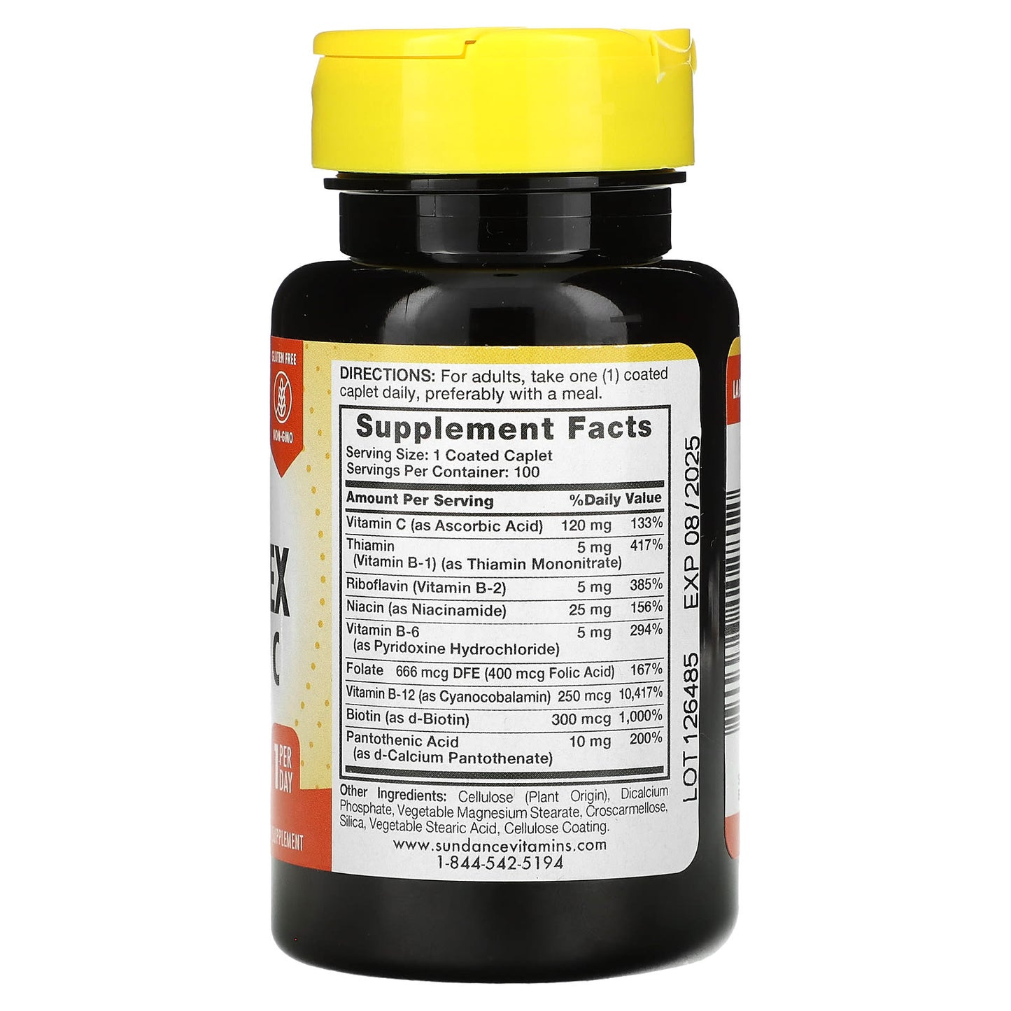Sundance Vitamins, Complete B-Complex + Vitamin C, 100 Coated Caplets - Image 2