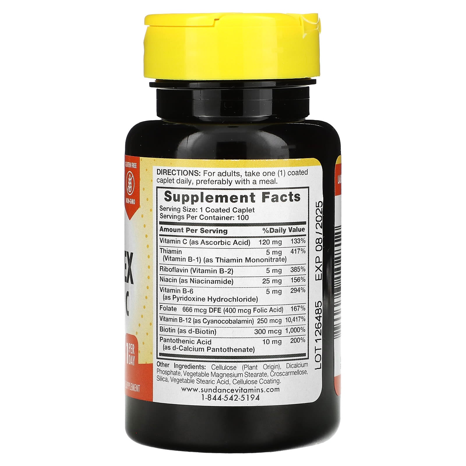 Sundance Vitamins, Complete B-Complex + Vitamin C, 100 Coated Caplets - Image 2