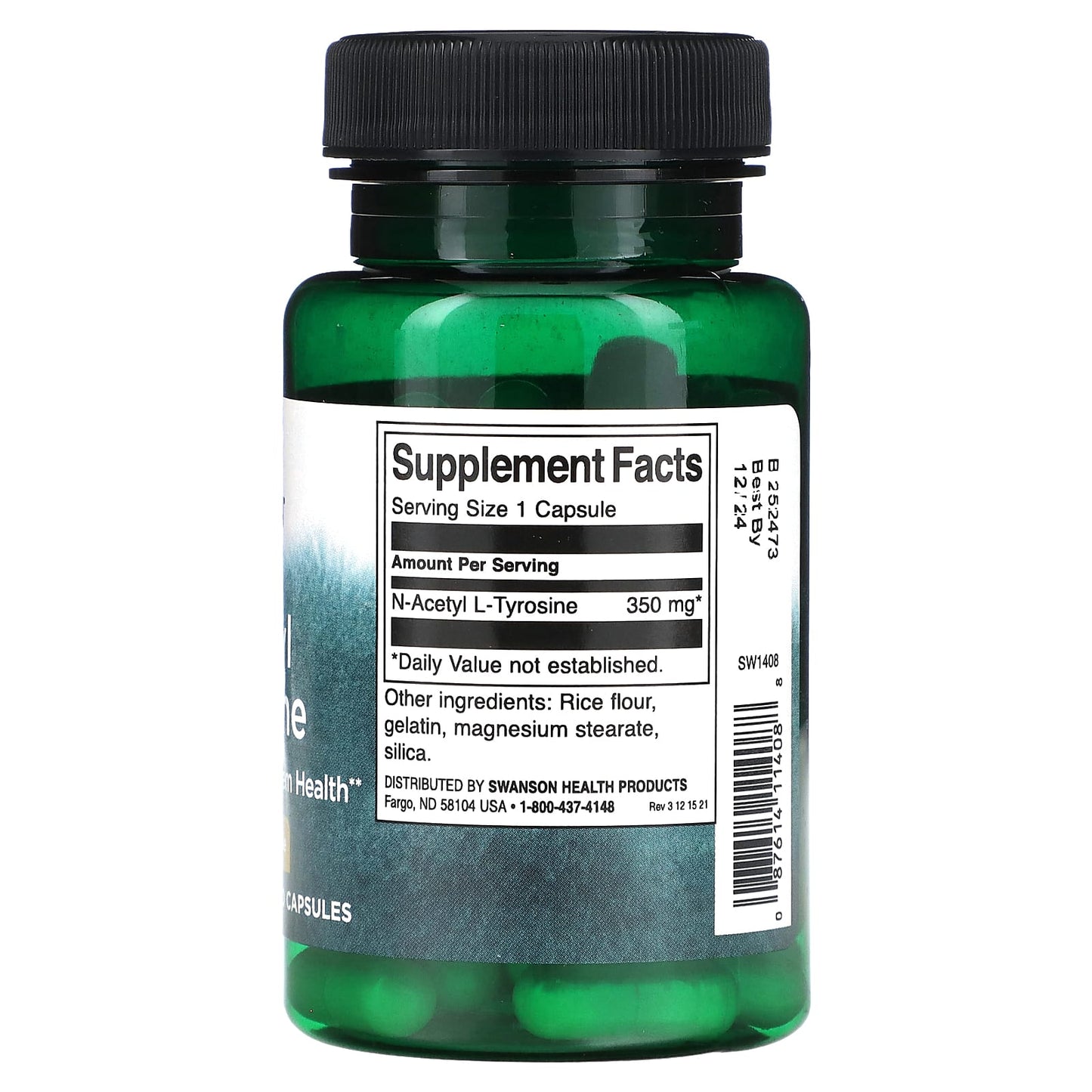 Swanson, N-Acetyl L-Tyrosine, 350 mg, 60 Capsules - Image 2