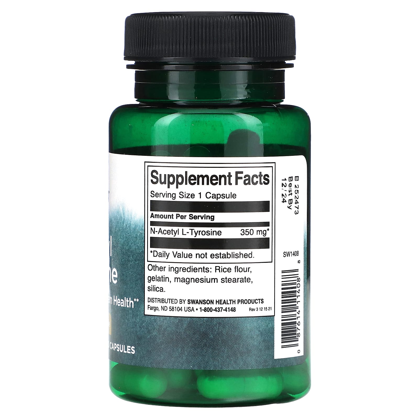 Swanson, N-Acetyl L-Tyrosine, 350 mg, 60 Capsules - Image 2