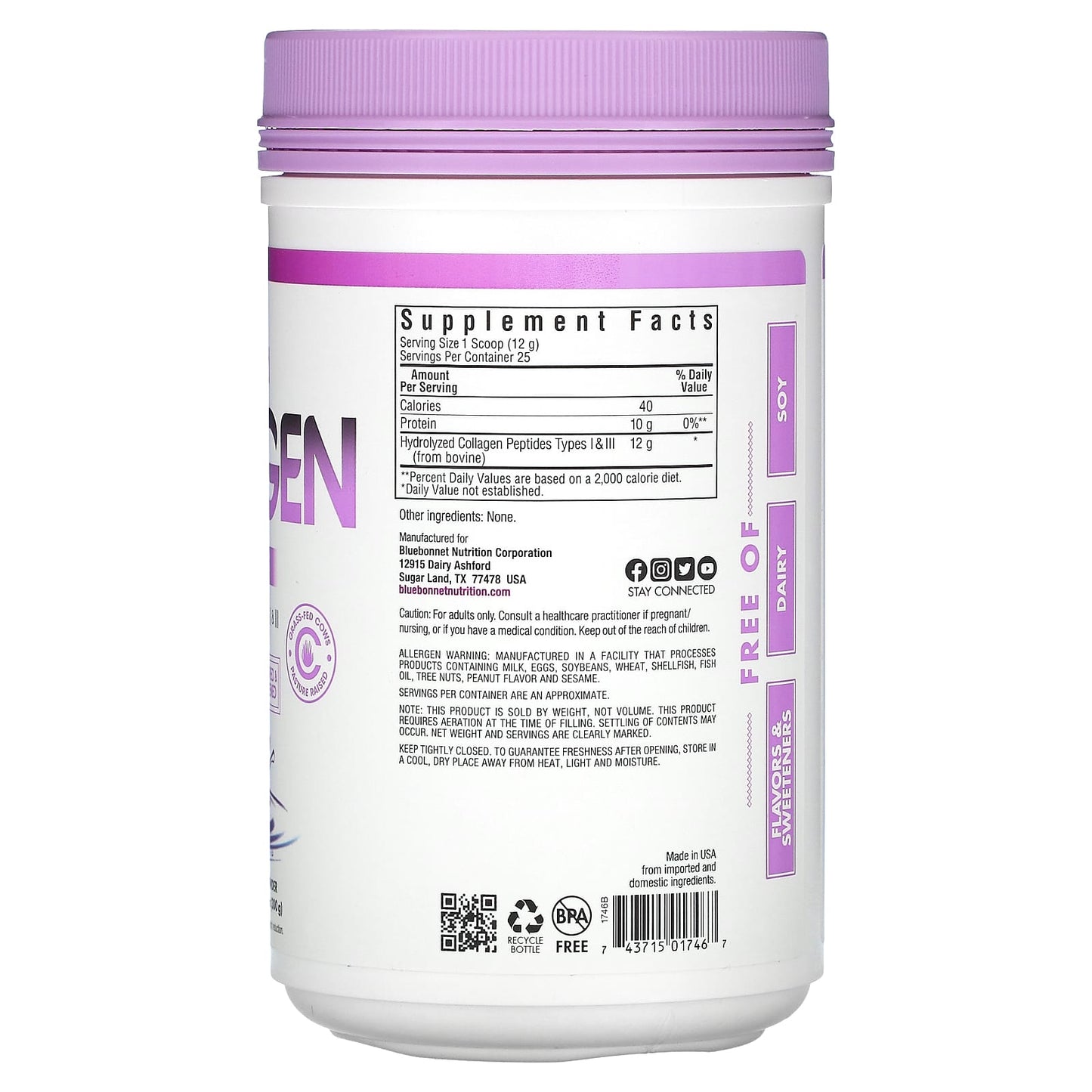 Bluebonnet Hydrolyzed Collagen Powder, Unflavored, 10.58 oz (300g) - Image 2