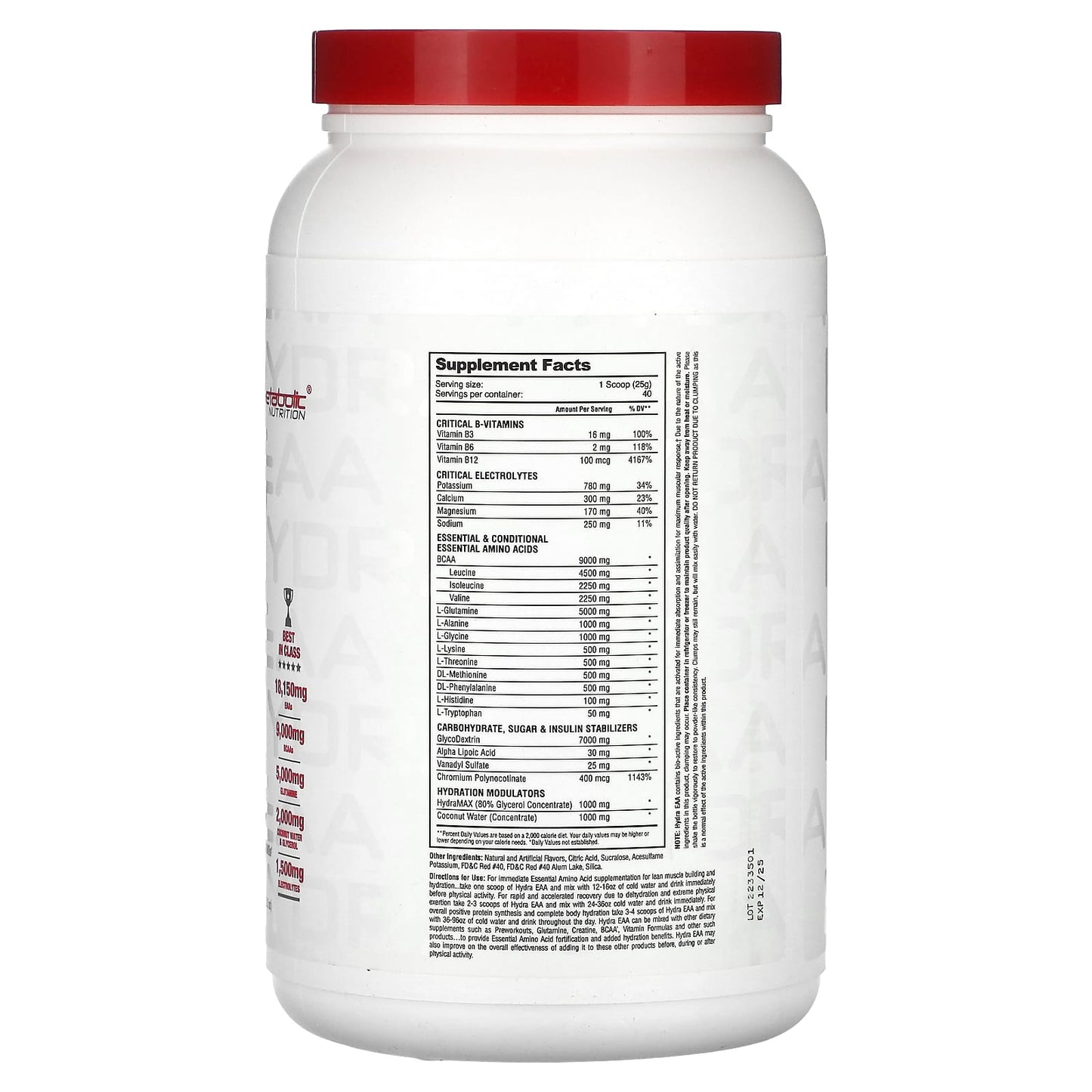 Metabolic Nutrition, Hydra EAA, Watermelon, 35.2 oz (1,000 g) - Image 2