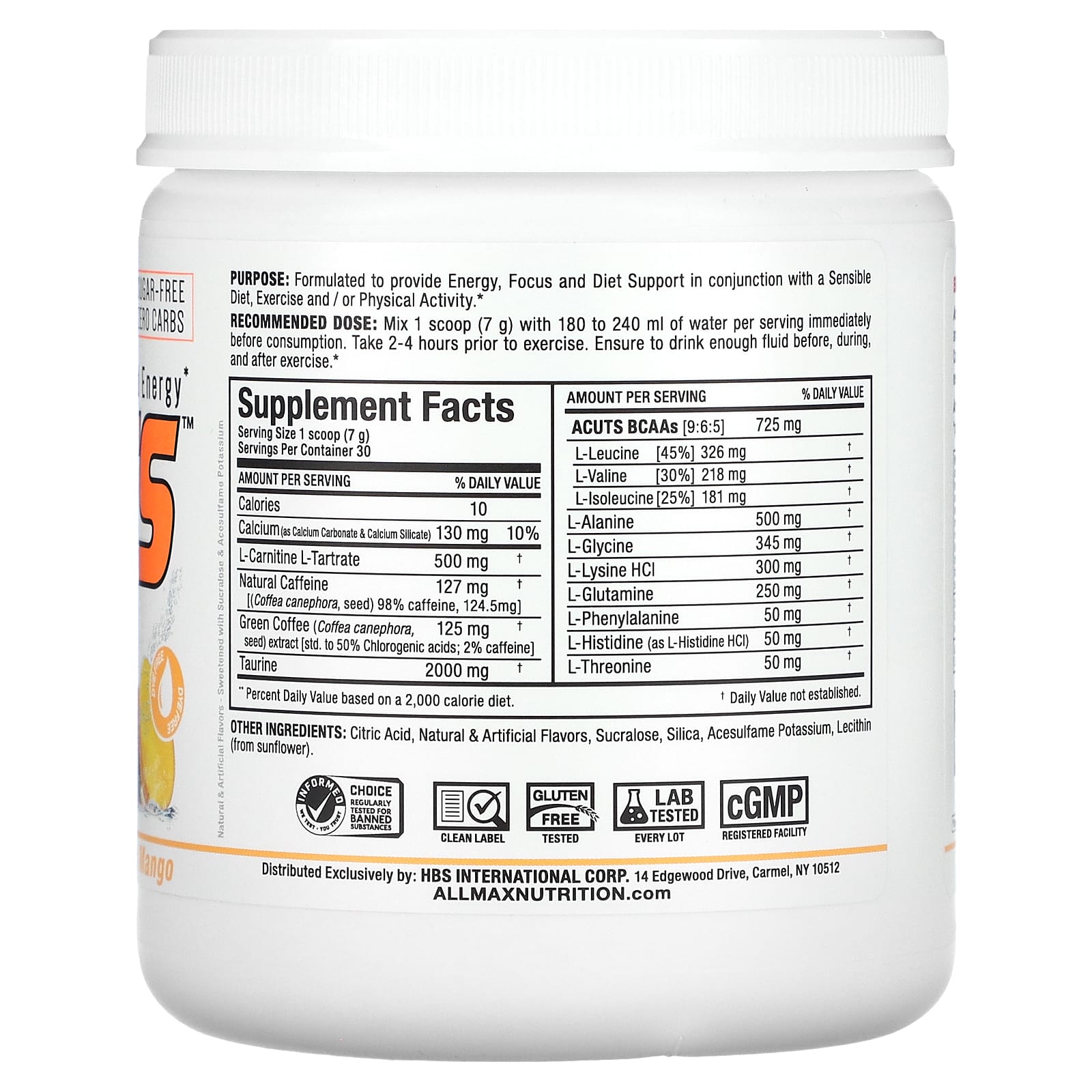 ALLMAX AminoCuts Energy & Diet Support Supplement, Peach Mango - Image 2
