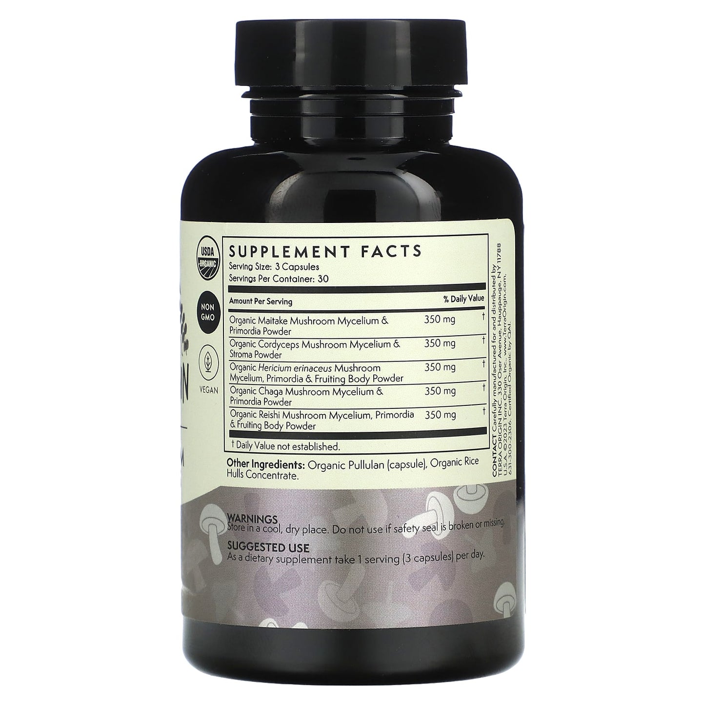 Terra Origin, Healthy Mushroom Capsules, 90 Capsules - Image 2