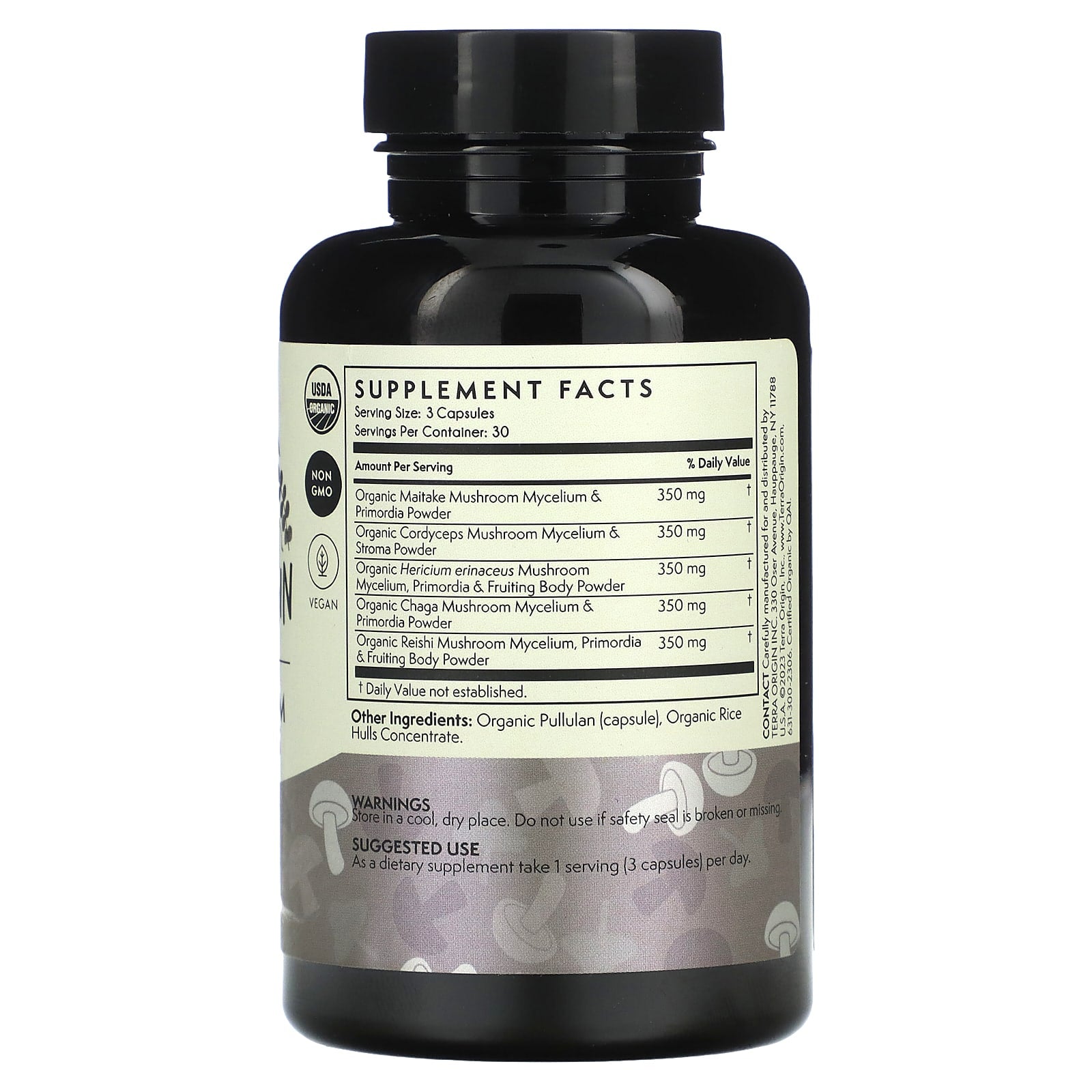 Terra Origin, Healthy Mushroom Capsules, 90 Capsules - Image 2