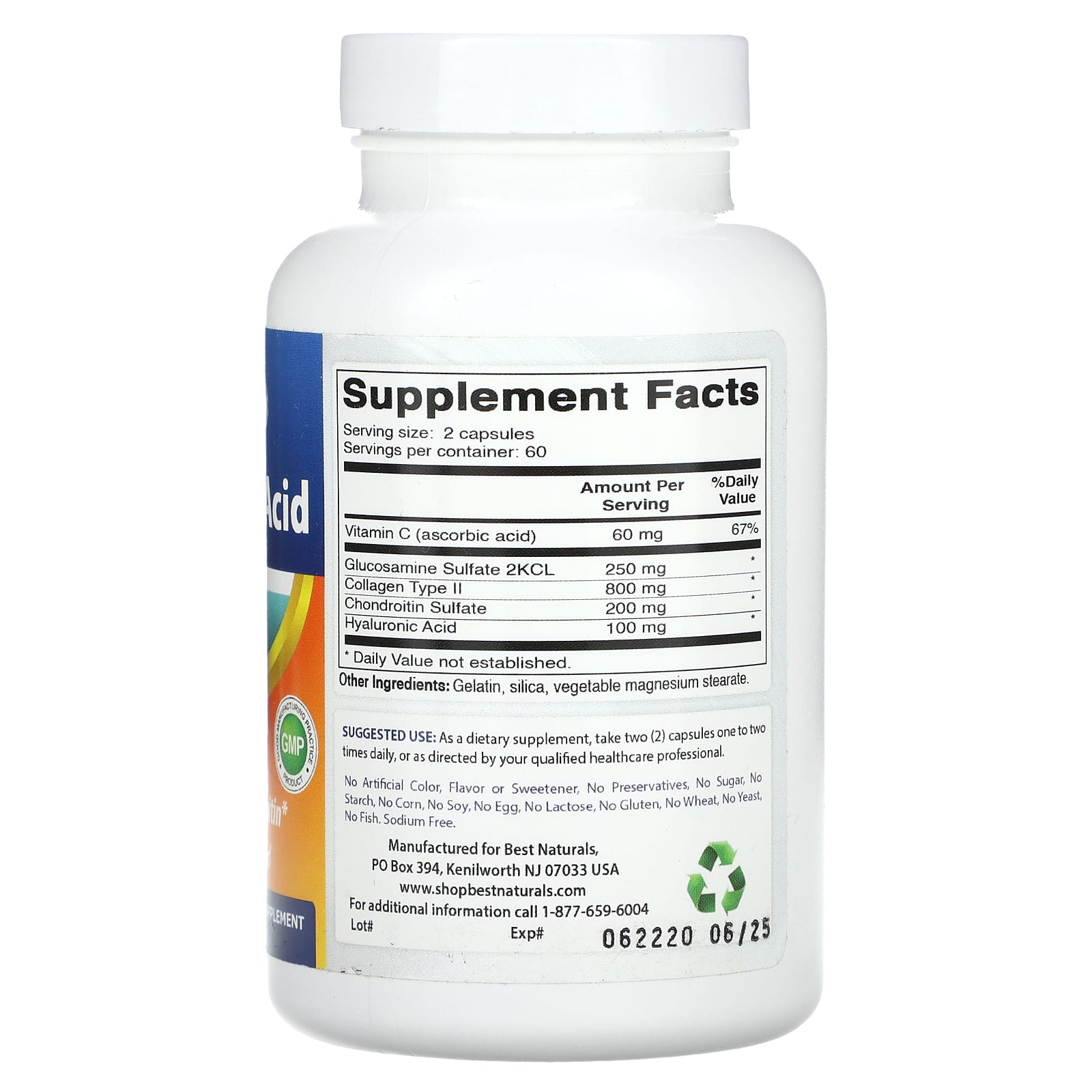 Hyaluronic Acid Supplement with Glucosamine & Chondroitin by Best Naturals - Image 2